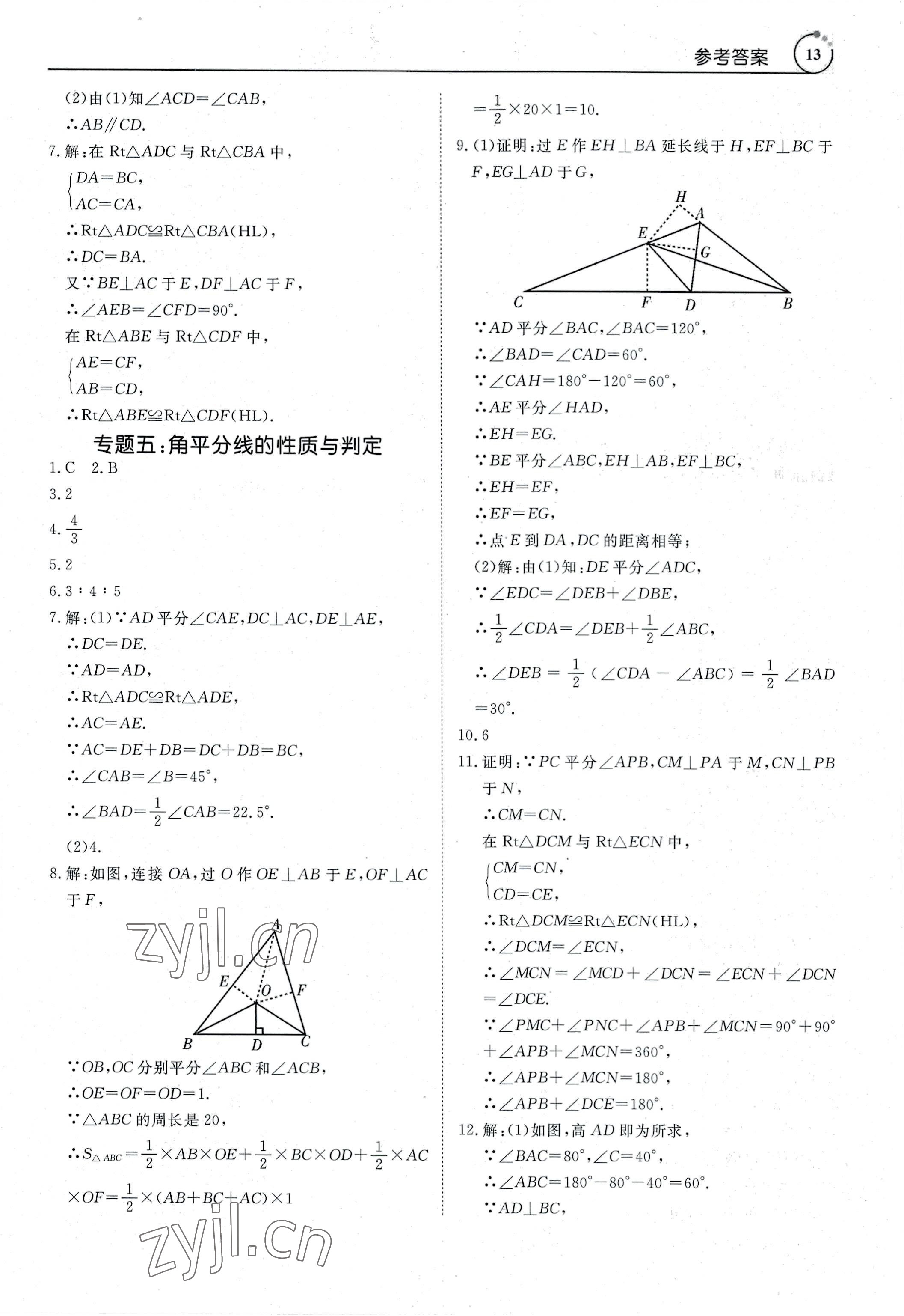 2022年新勢力思維八年級(jí)數(shù)學(xué)上冊人教版 參考答案第13頁