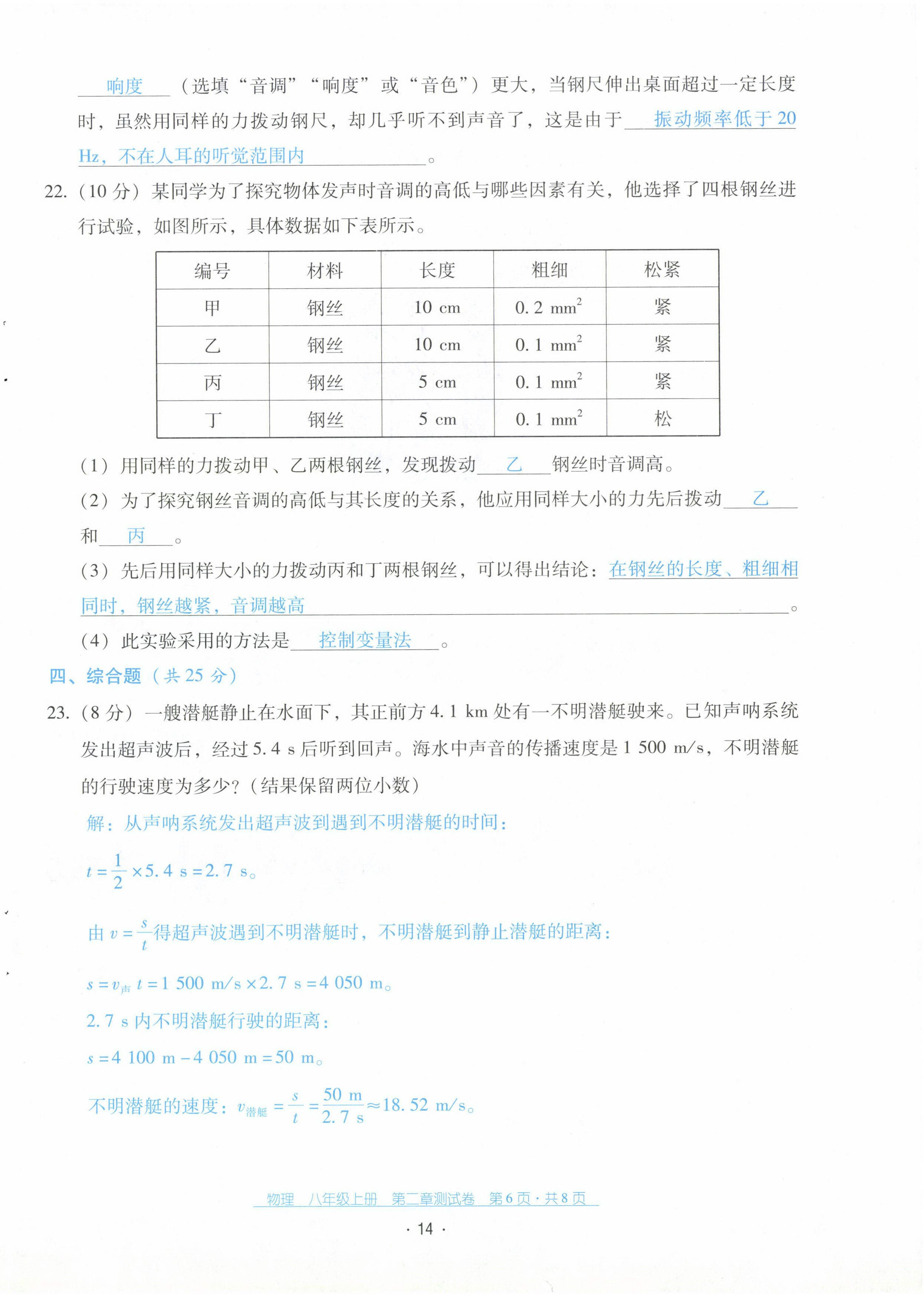 2022年云南省標(biāo)準(zhǔn)教輔優(yōu)佳學(xué)案配套測(cè)試卷八年級(jí)物理上冊(cè)人教版 第14頁