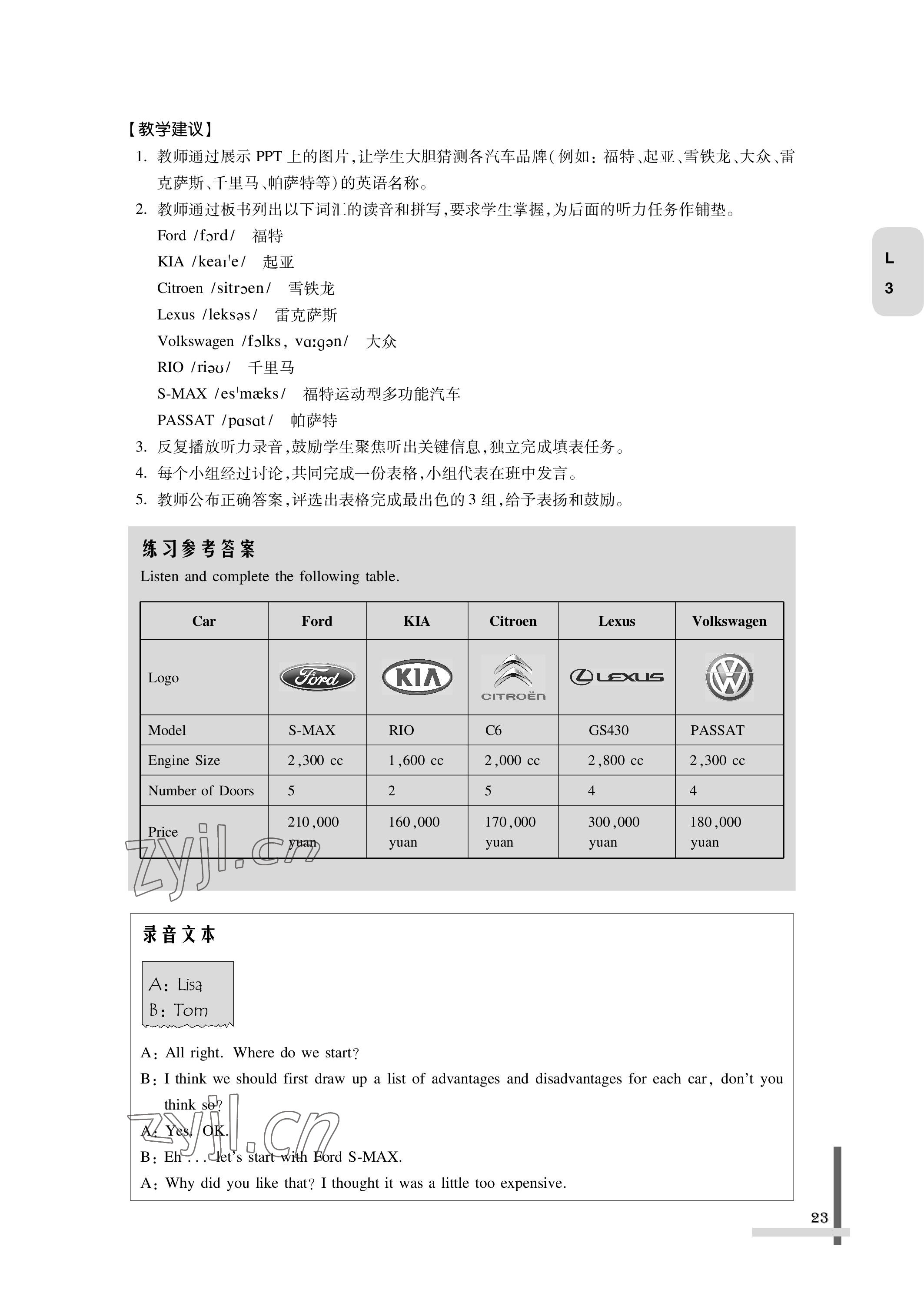 2022版教材課本中職英語第三冊第四版 參考答案第23頁