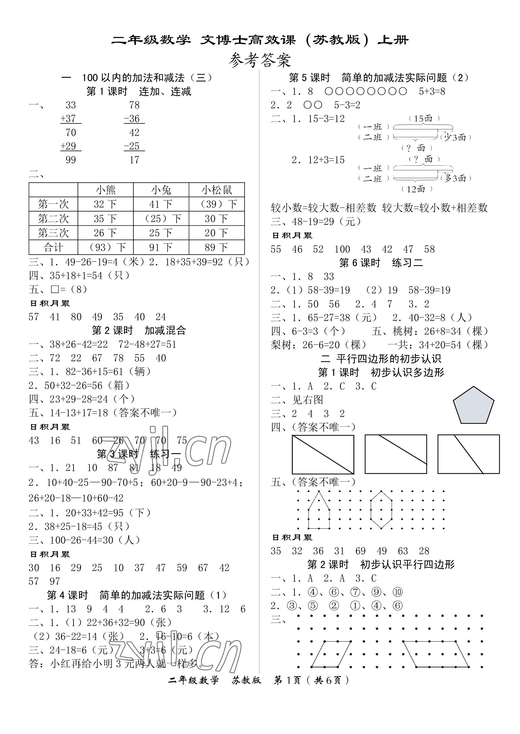 2022年文博士高效課堂二年級數(shù)學(xué)上冊蘇教版 第1頁