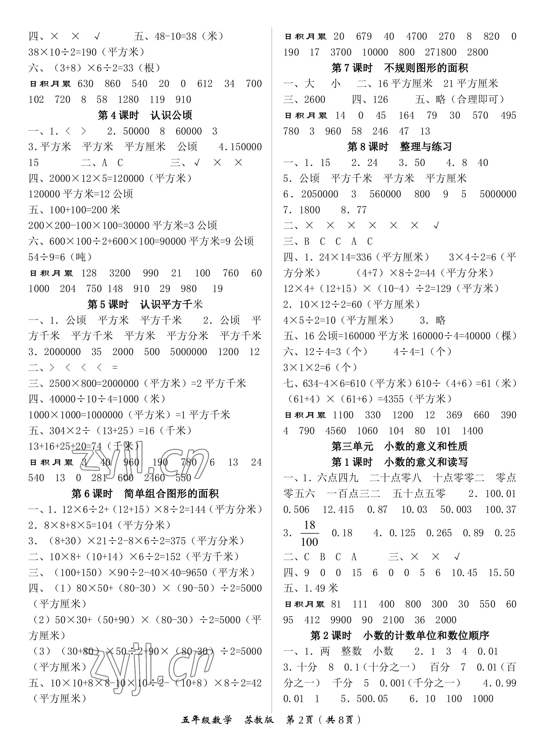 2022年文博士高效课堂五年级数学上册苏教版 第2页