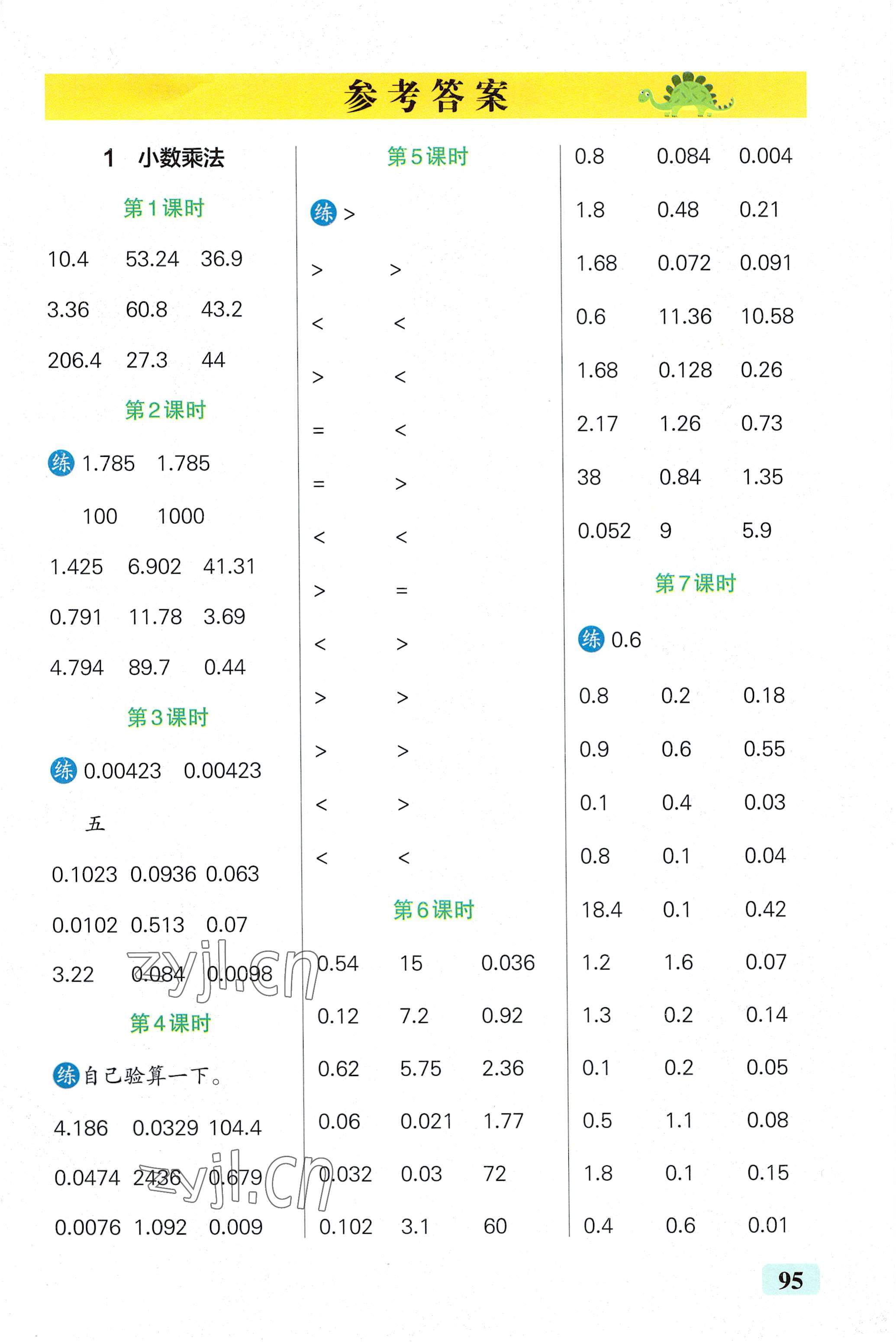 2022年小學(xué)學(xué)霸口算五年級(jí)數(shù)學(xué)上冊(cè)人教版 第1頁(yè)