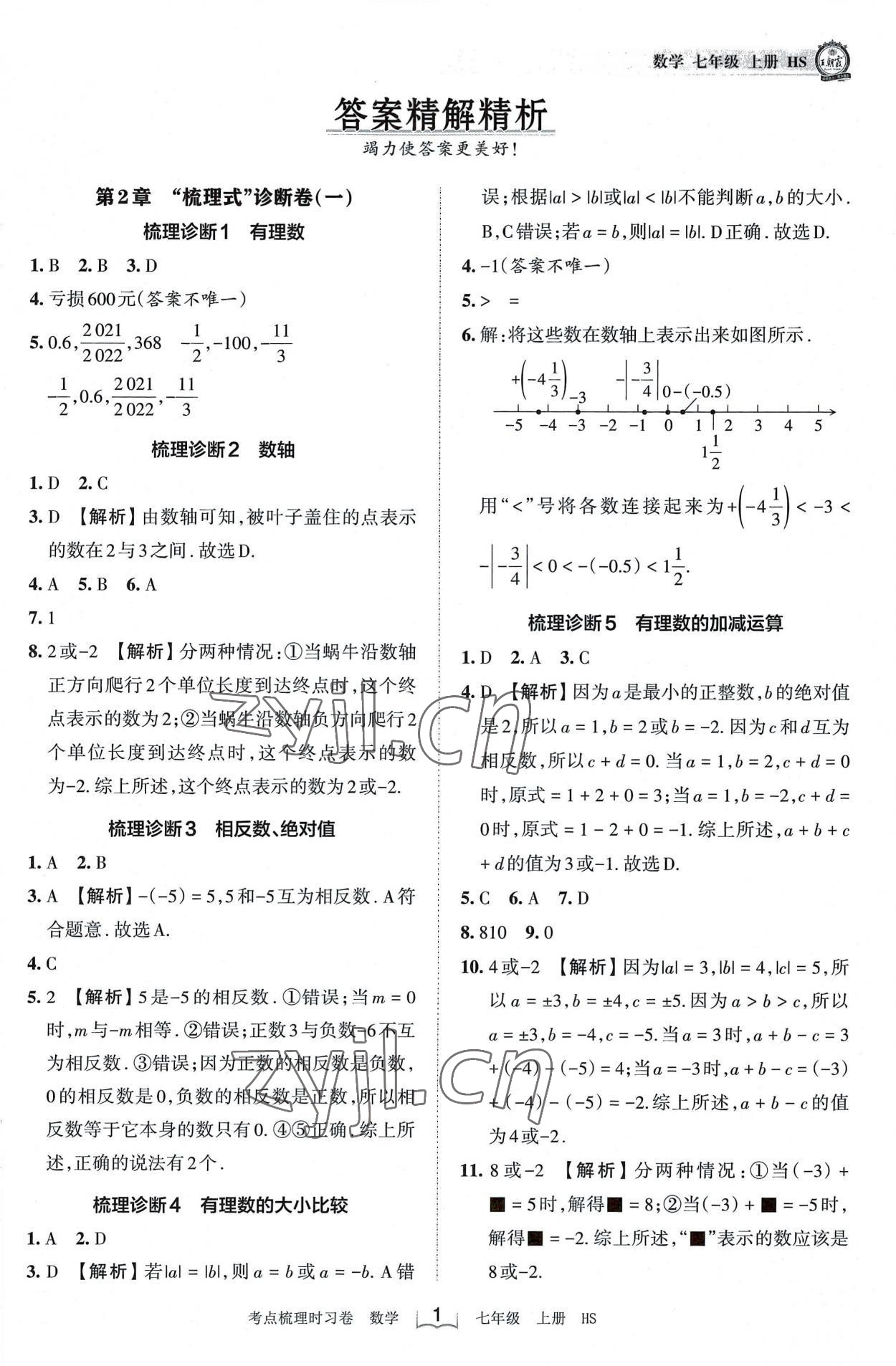 2022年王朝霞考點(diǎn)梳理時(shí)習(xí)卷七年級(jí)數(shù)學(xué)上冊(cè)華師大版 第1頁(yè)