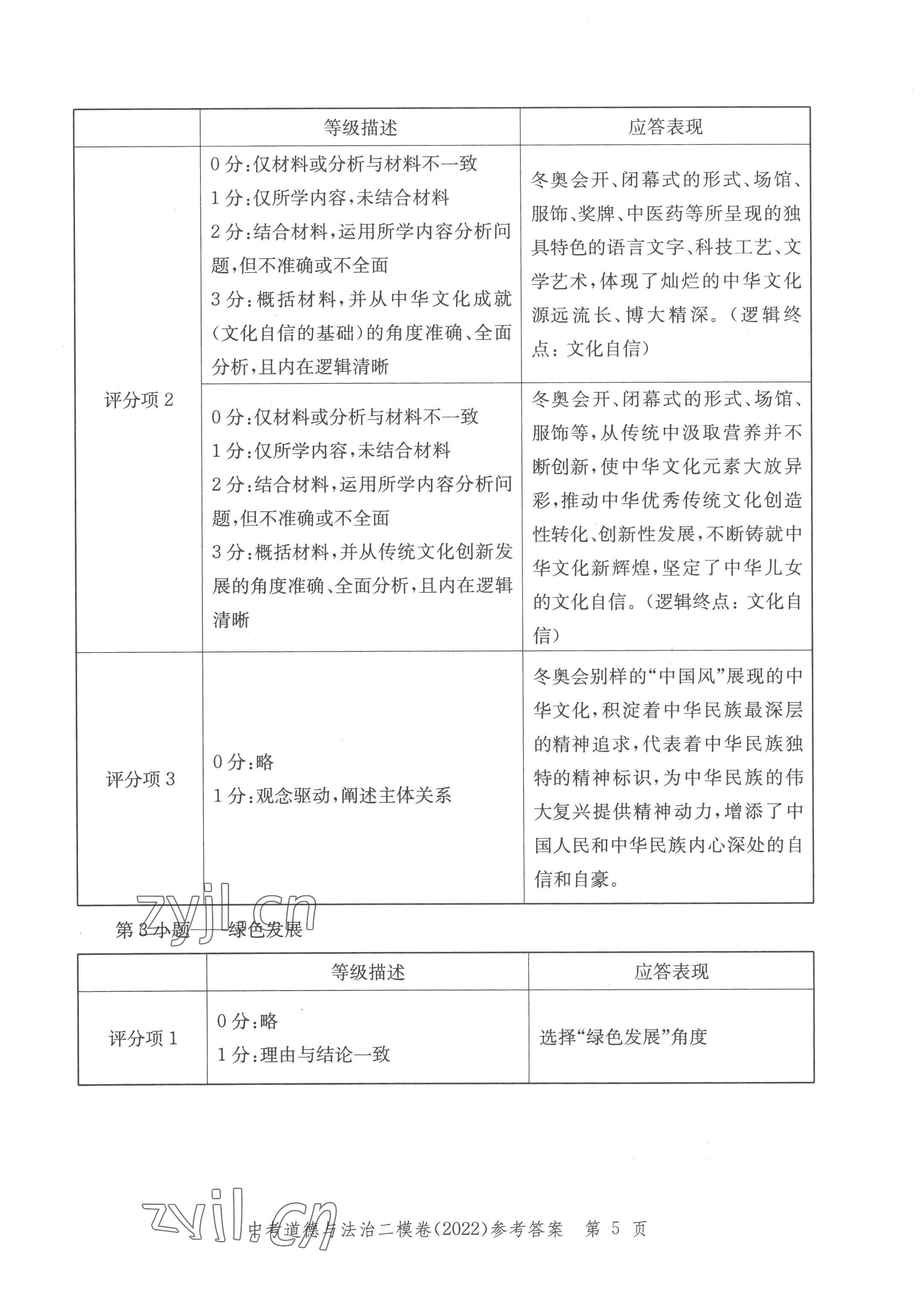 2022年走向成功道德與法治 參考答案第5頁