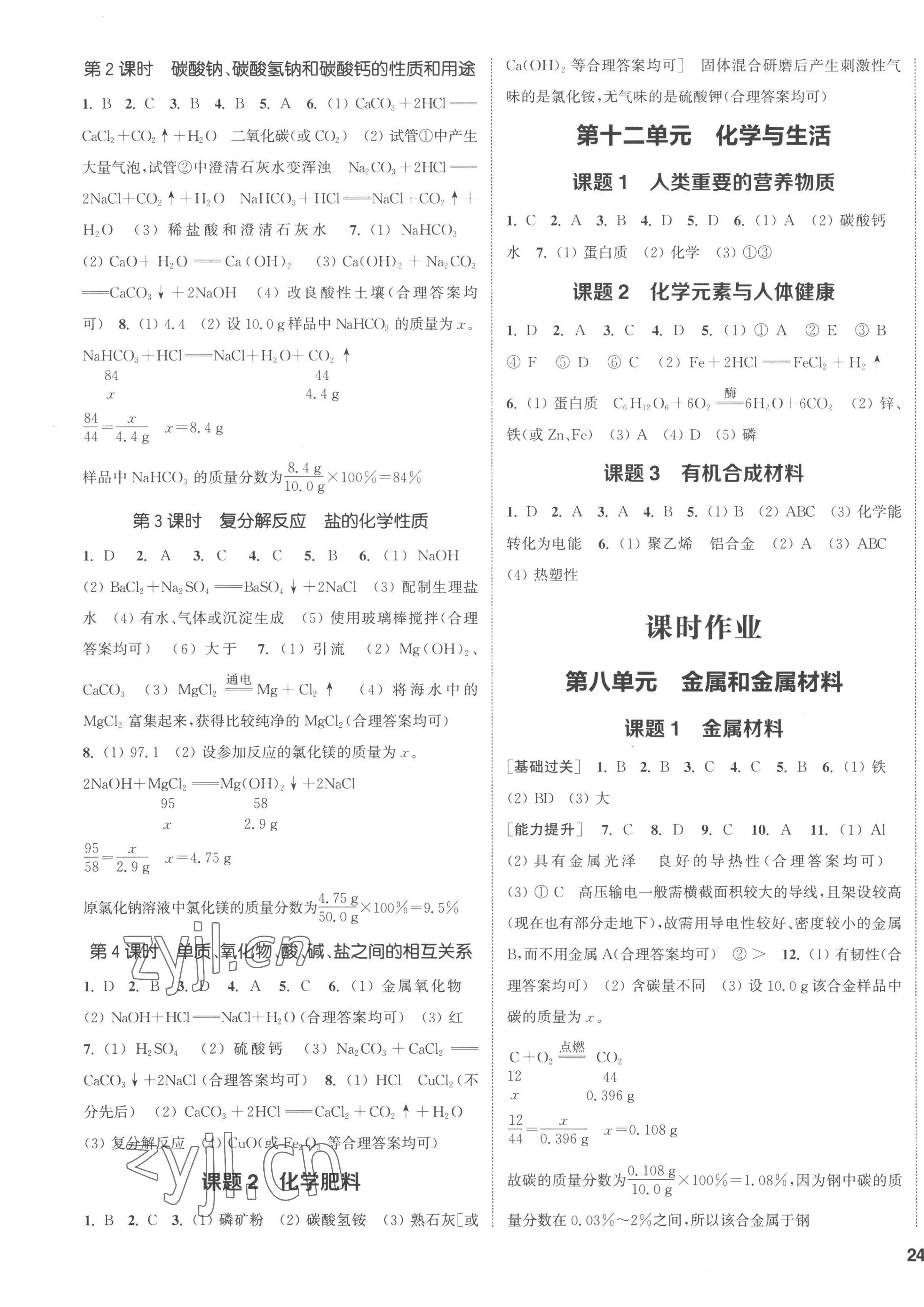 2023年通城學(xué)典課時(shí)作業(yè)本九年級(jí)化學(xué)下冊(cè)人教版江蘇專版 第3頁(yè)