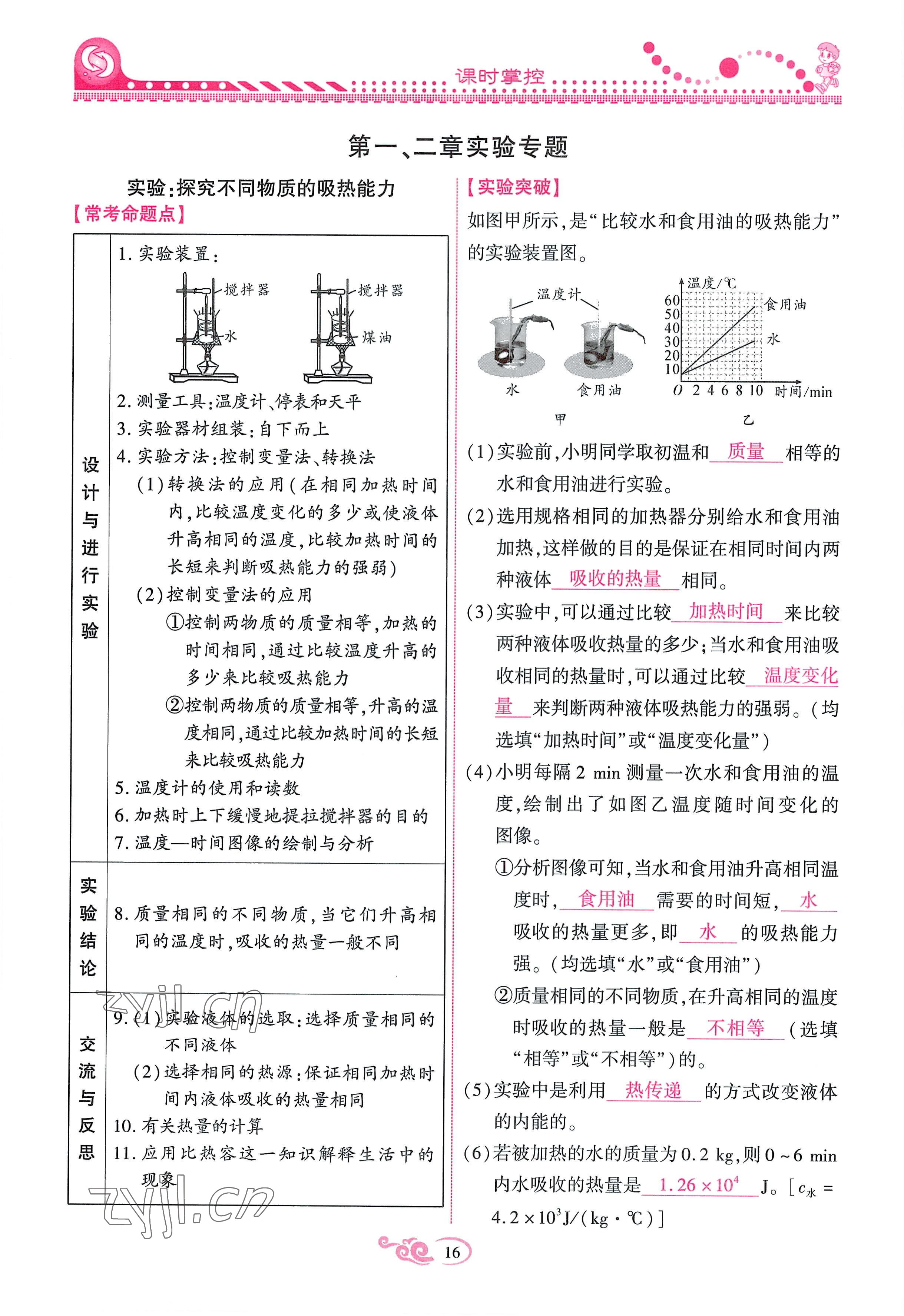 2022年课时掌控九年级物理全一册教科版 参考答案第16页