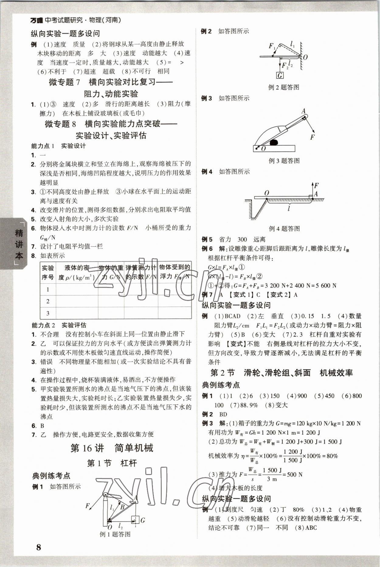 2023年萬唯中考試題研究物理河南專版 參考答案第7頁