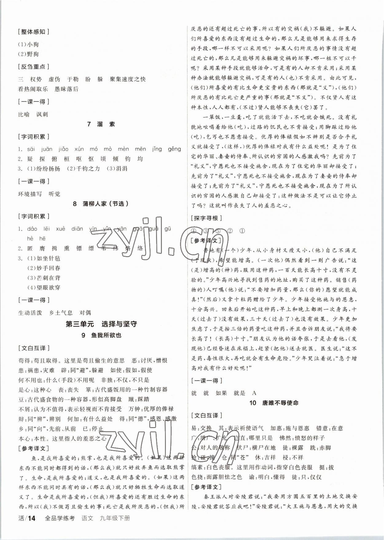 2023年全品學練考九年級語文下冊人教版徐州專版 第2頁