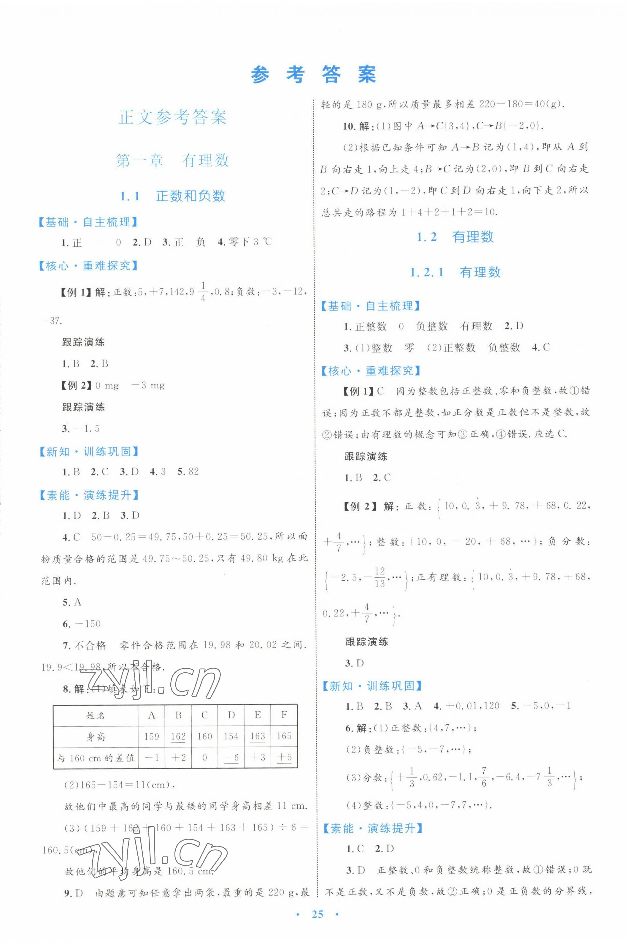 2022年同步学习目标与检测七年级数学上册人教版 第1页