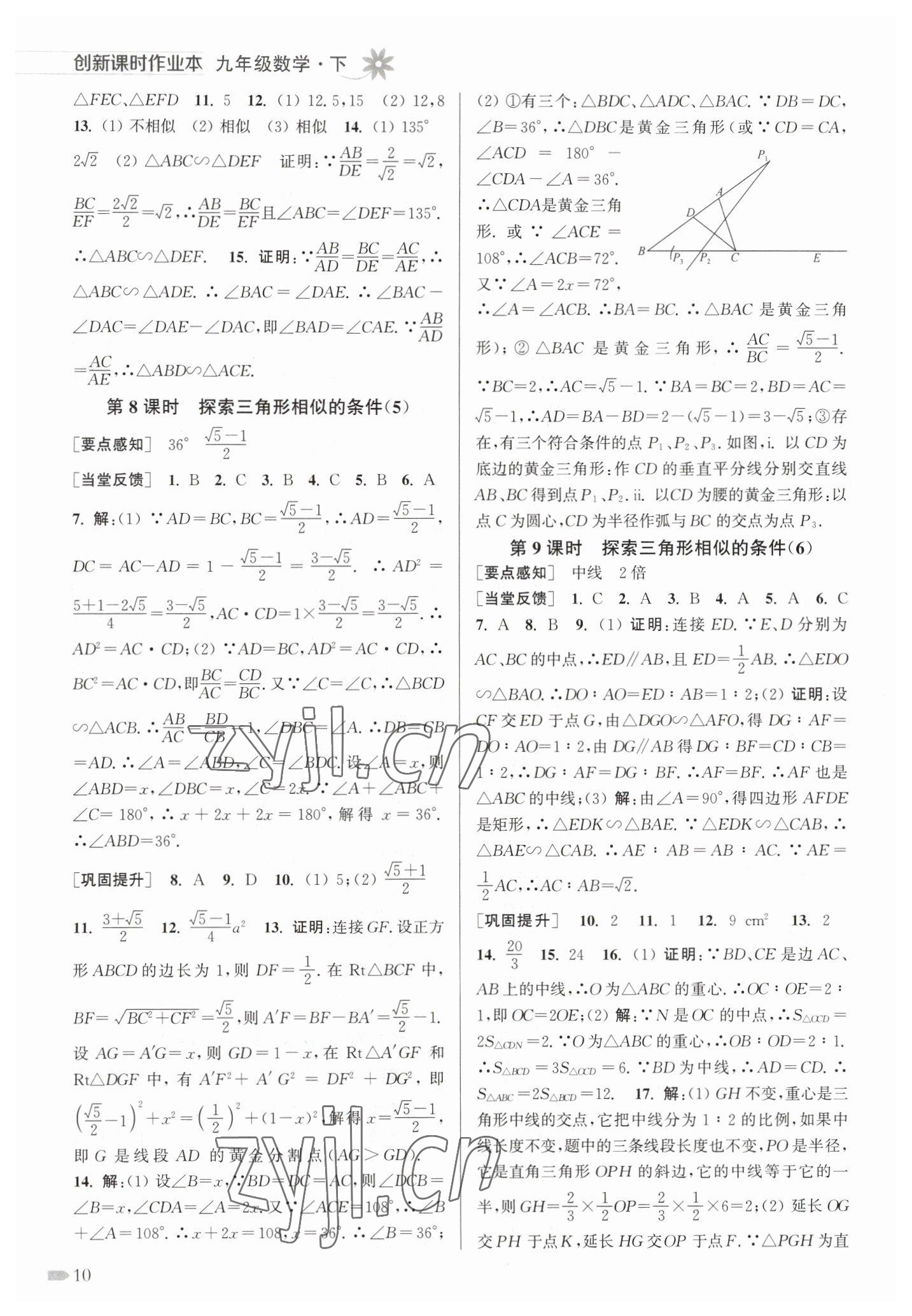 2023年創(chuàng)新課時(shí)作業(yè)本九年級(jí)數(shù)學(xué)下冊(cè)蘇科版 第10頁(yè)