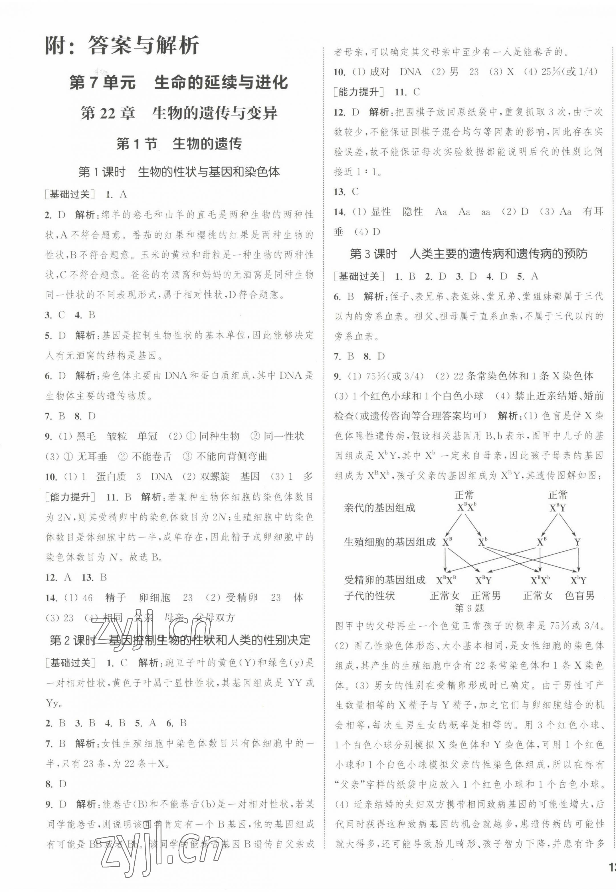 2023年通城學典課時作業(yè)本八年級生物下冊蘇科版 第1頁