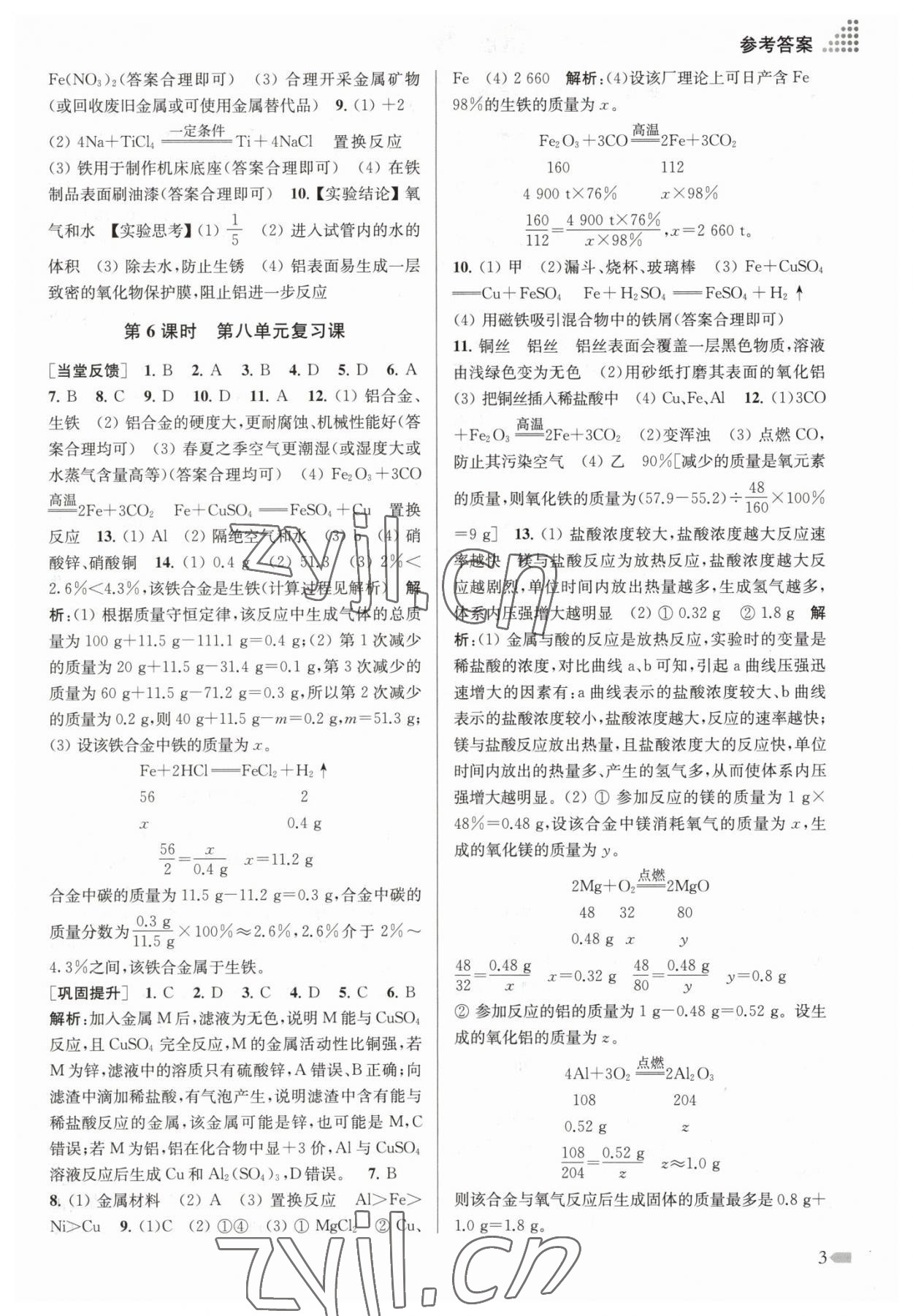 2023年創(chuàng)新課時作業(yè)本九年級化學下冊全國版 第3頁