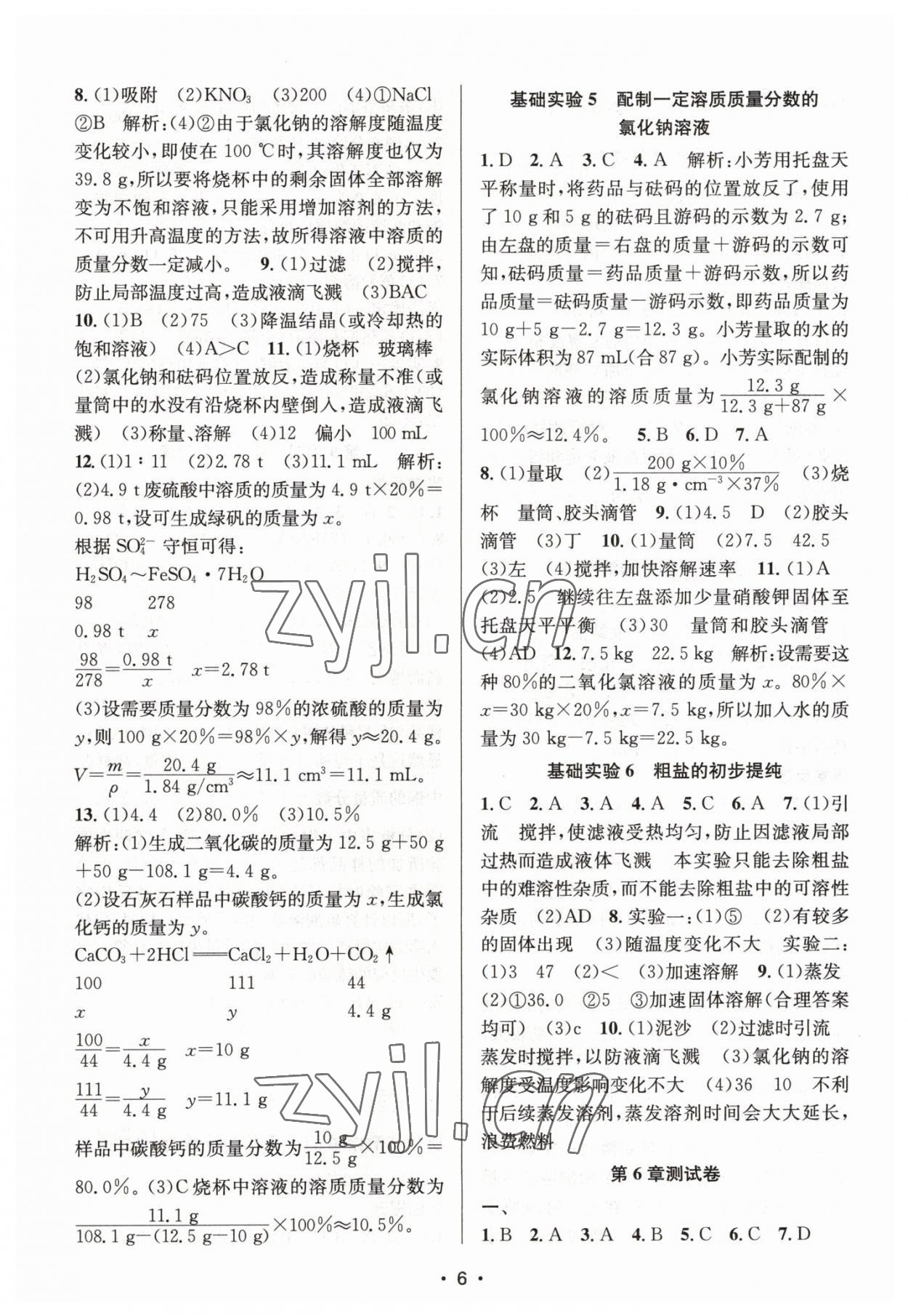 2023年創(chuàng)新課時作業(yè)本九年級化學(xué)下冊滬教版 第6頁