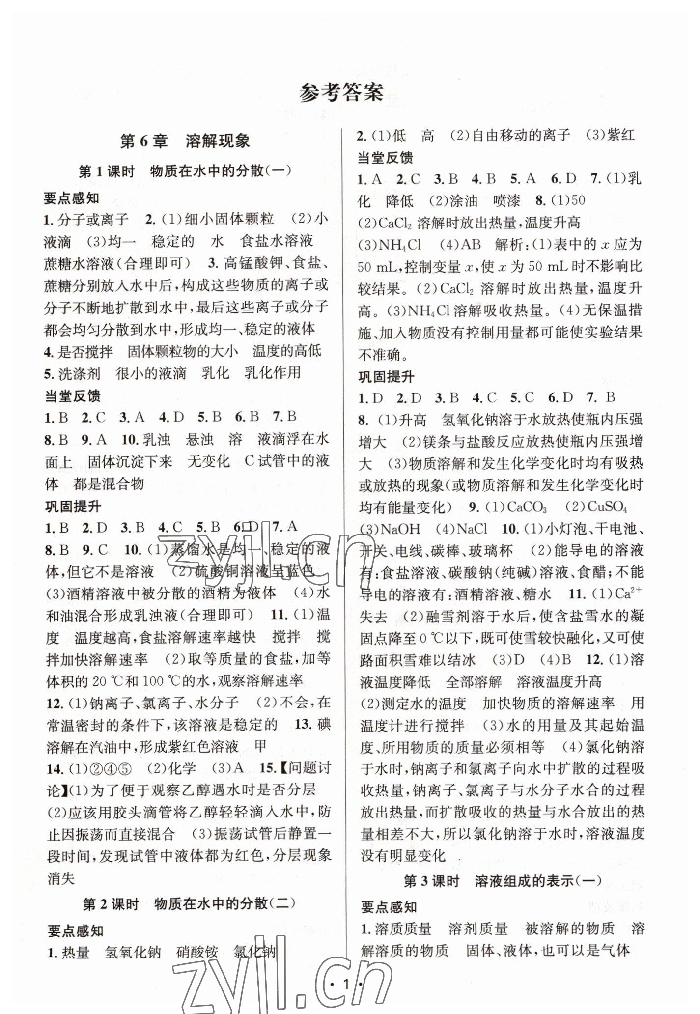 2023年創(chuàng)新課時作業(yè)本九年級化學下冊滬教版 第1頁