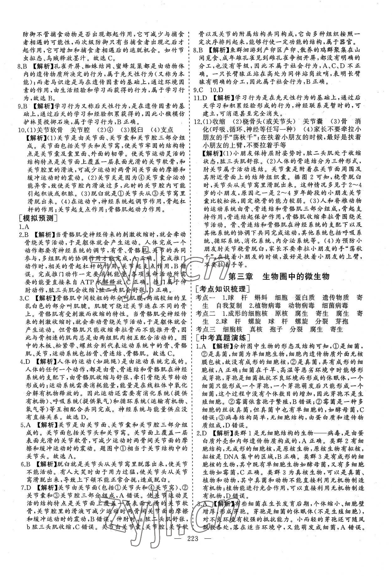 2022年新中考集訓(xùn)中考總復(fù)習(xí)生物濟(jì)南版 參考答案第10頁