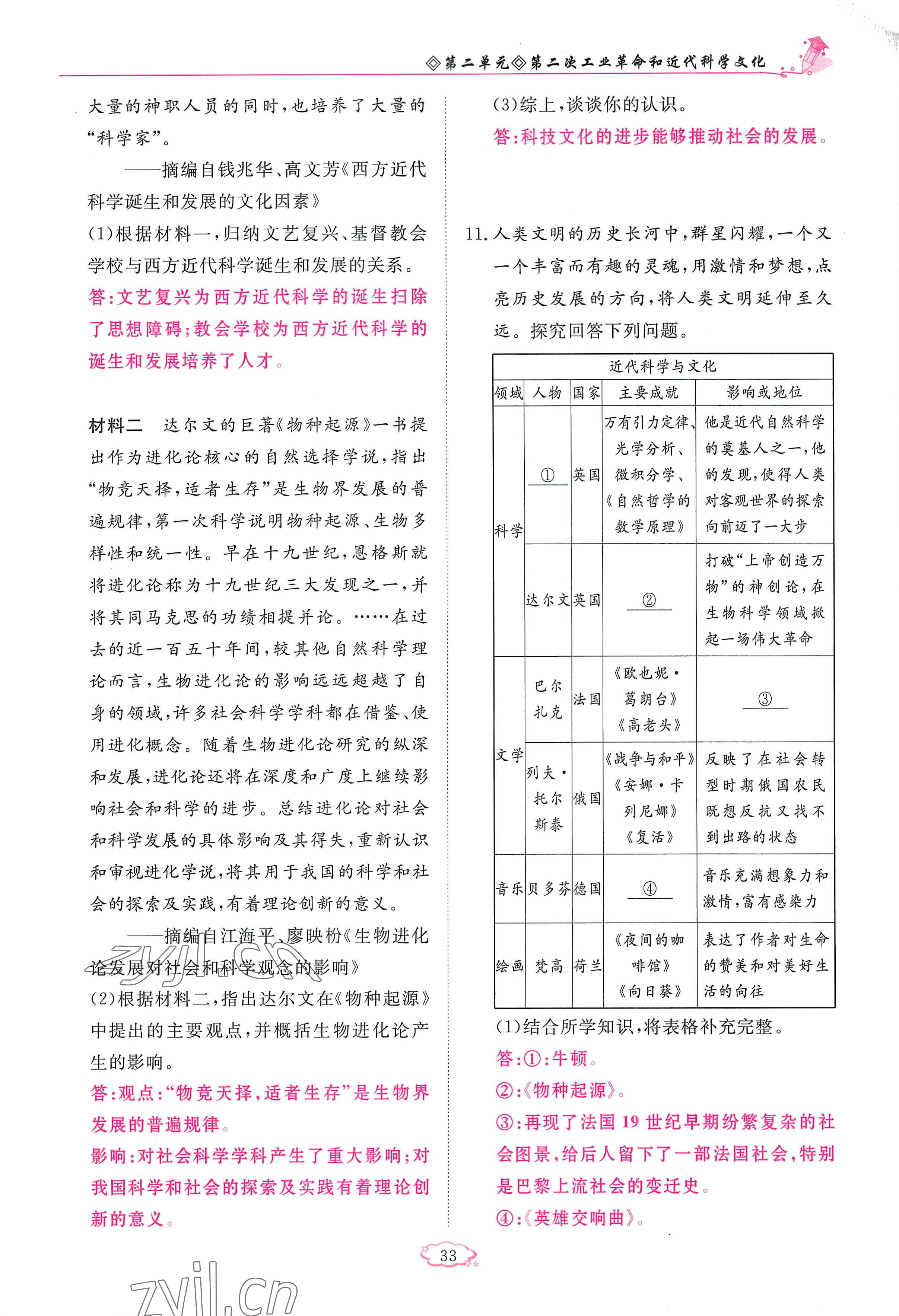 2023年啟航新課堂九年級(jí)歷史下冊(cè)人教版 參考答案第33頁