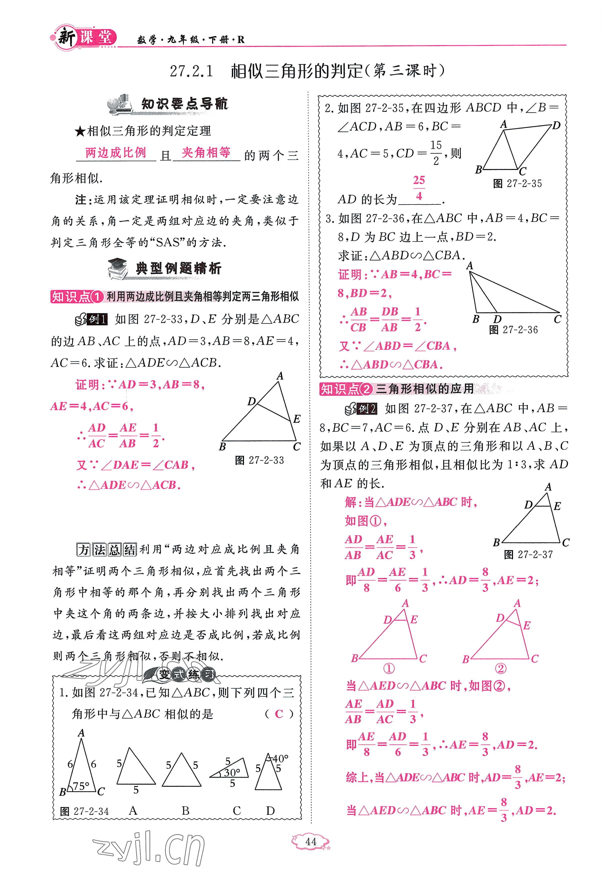 2023年啟航新課堂九年級數(shù)學下冊人教版 參考答案第44頁