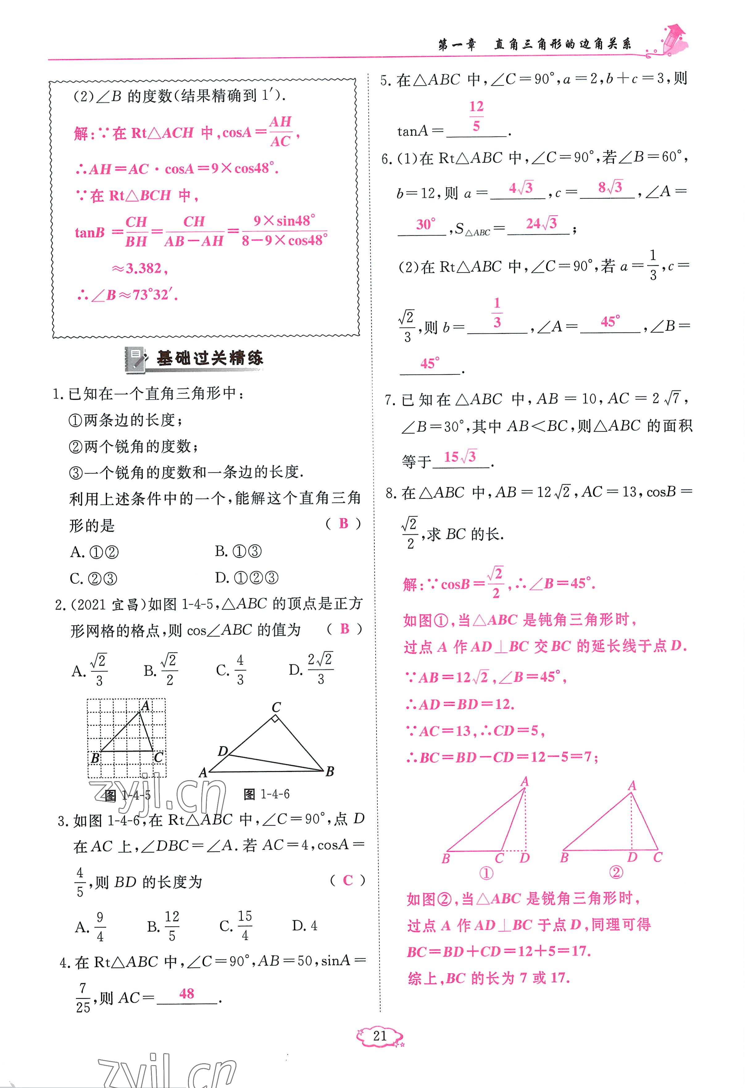 2023年啟航新課堂九年級(jí)數(shù)學(xué)下冊(cè)北師大版 參考答案第21頁(yè)