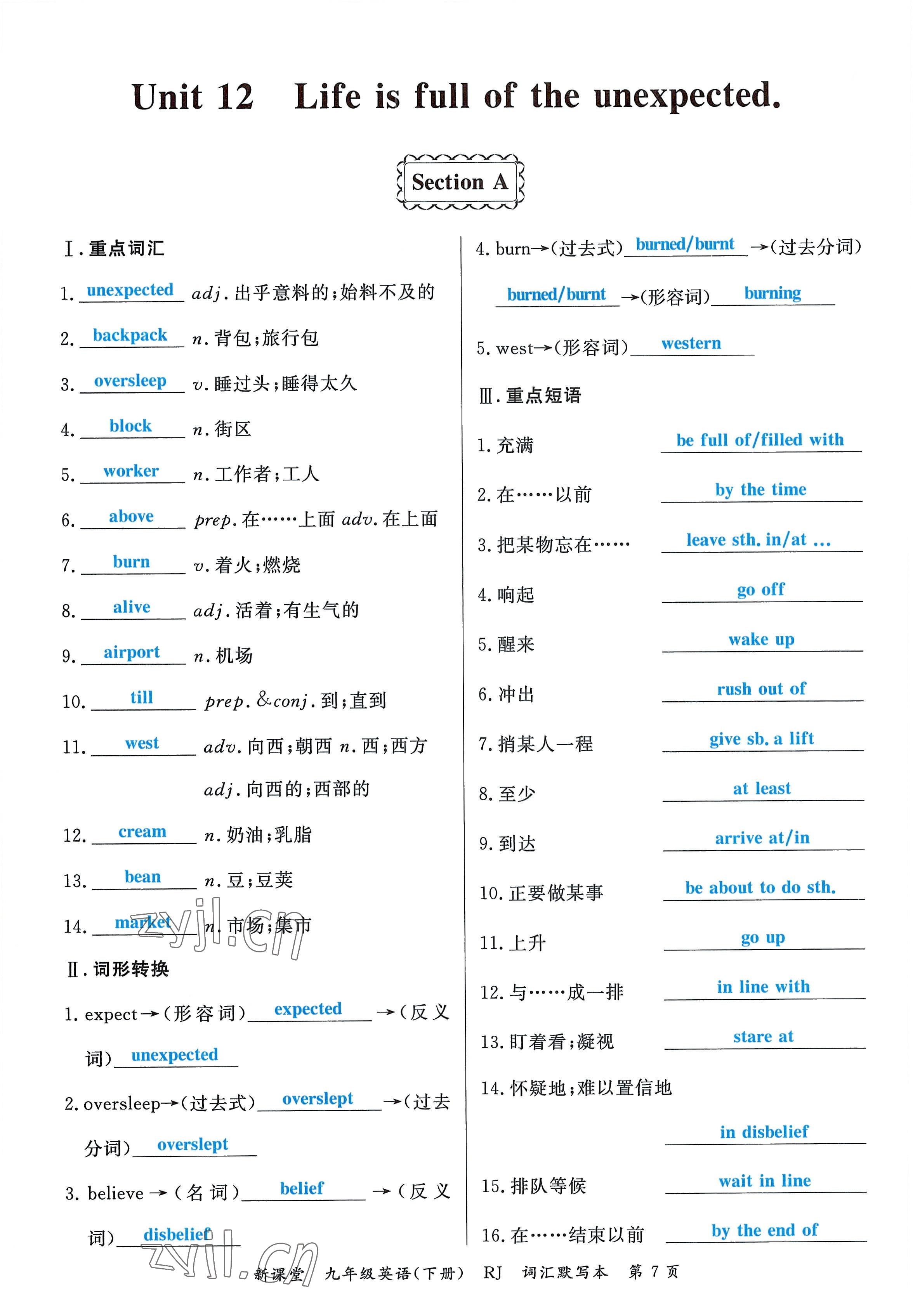 2023年啟航新課堂九年級英語下冊人教版 參考答案第15頁