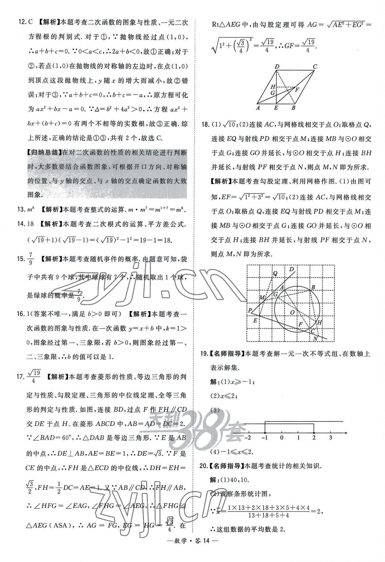 2023年天利38套新課標(biāo)全國中考試題精選數(shù)學(xué) 參考答案第14頁