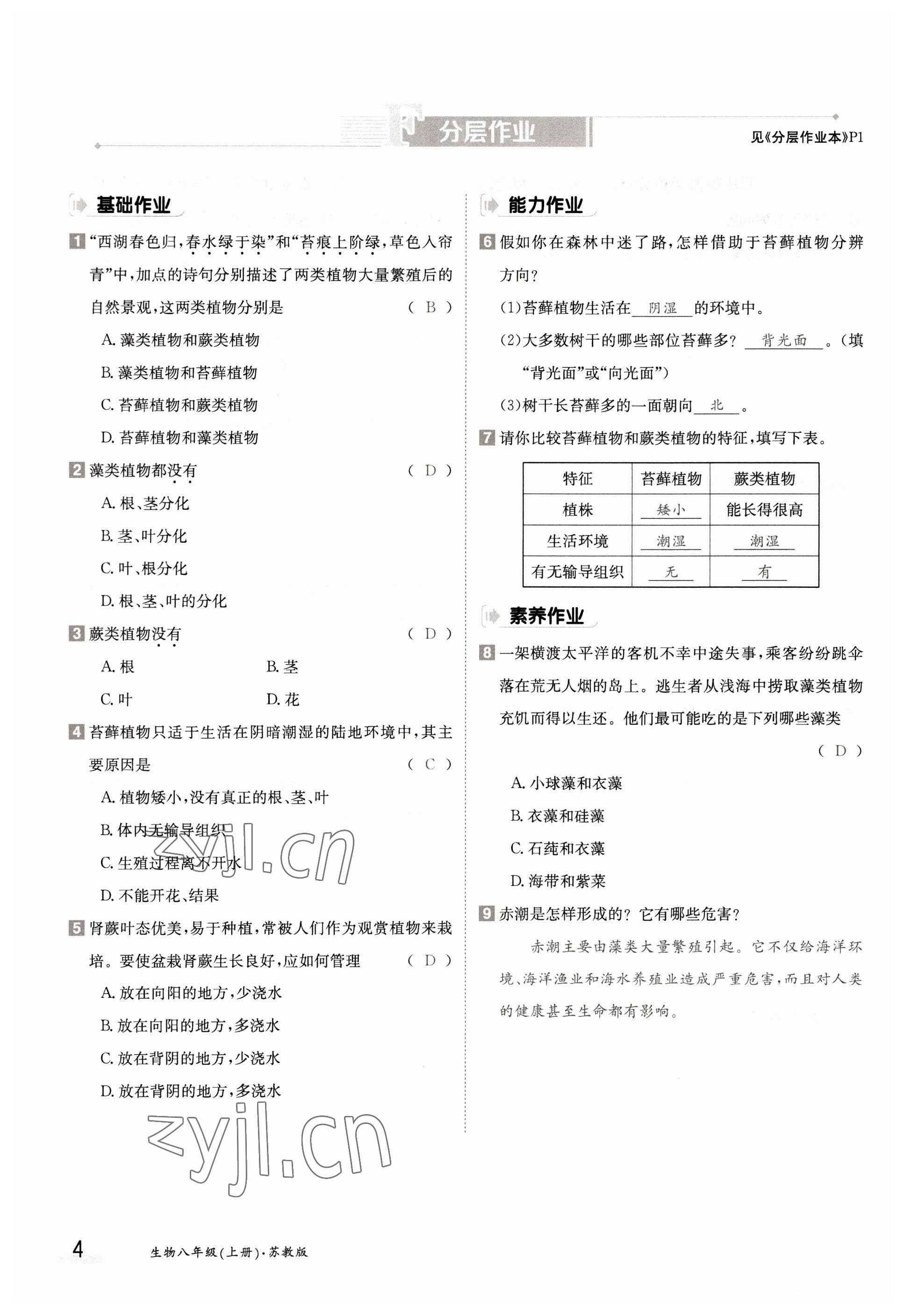 2022年金太陽(yáng)導(dǎo)學(xué)案八年級(jí)生物上冊(cè)蘇教版 參考答案第4頁(yè)