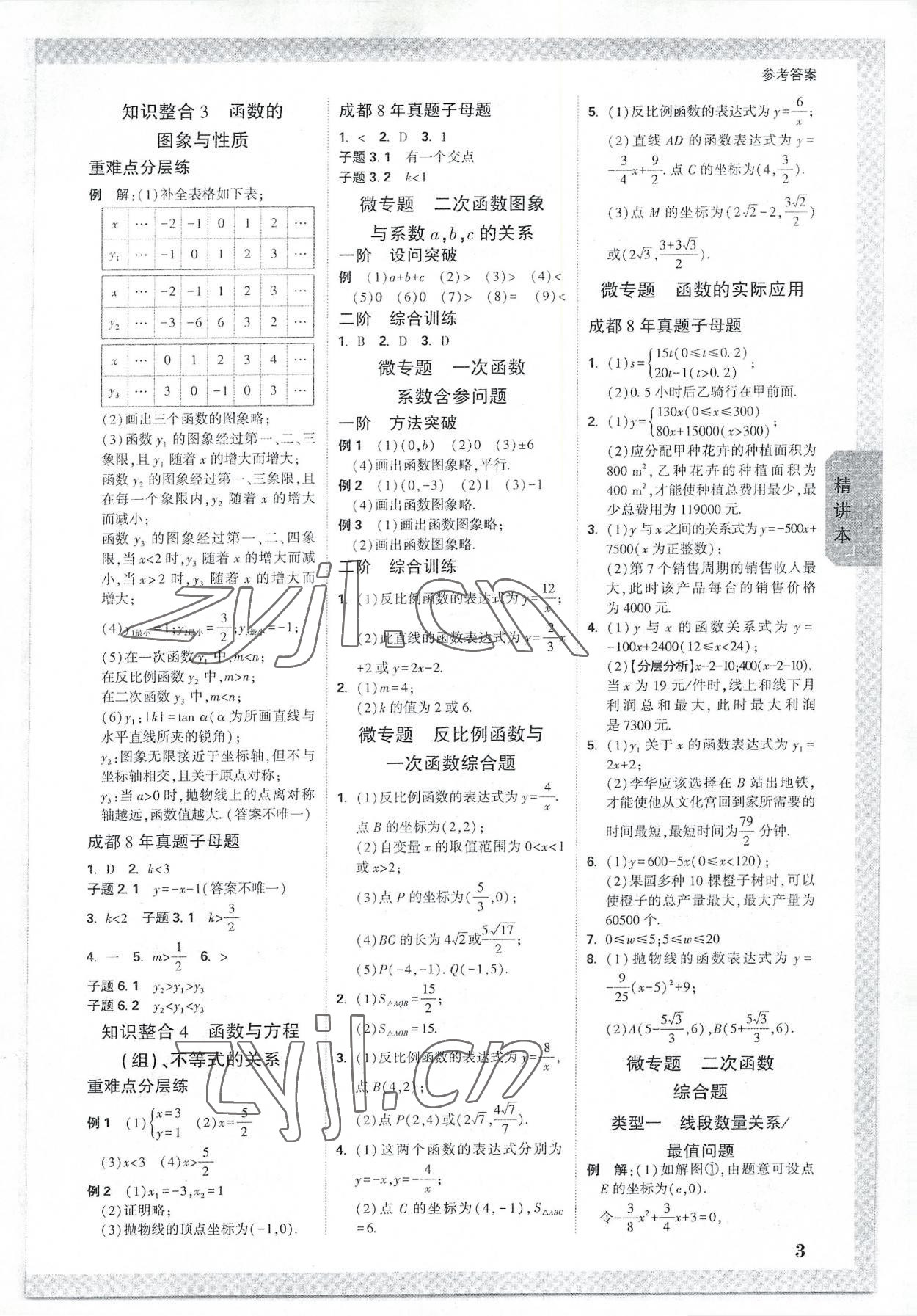 2023年萬唯中考試題研究數(shù)學成都專版 參考答案第2頁