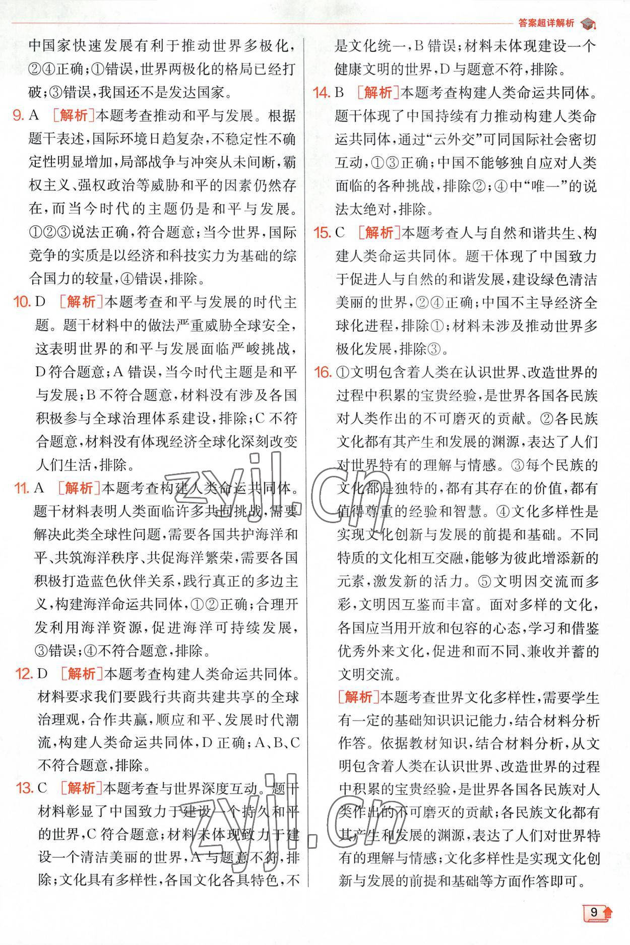 2023年實驗班提優(yōu)訓練九年級道德與法治下冊人教版 第9頁