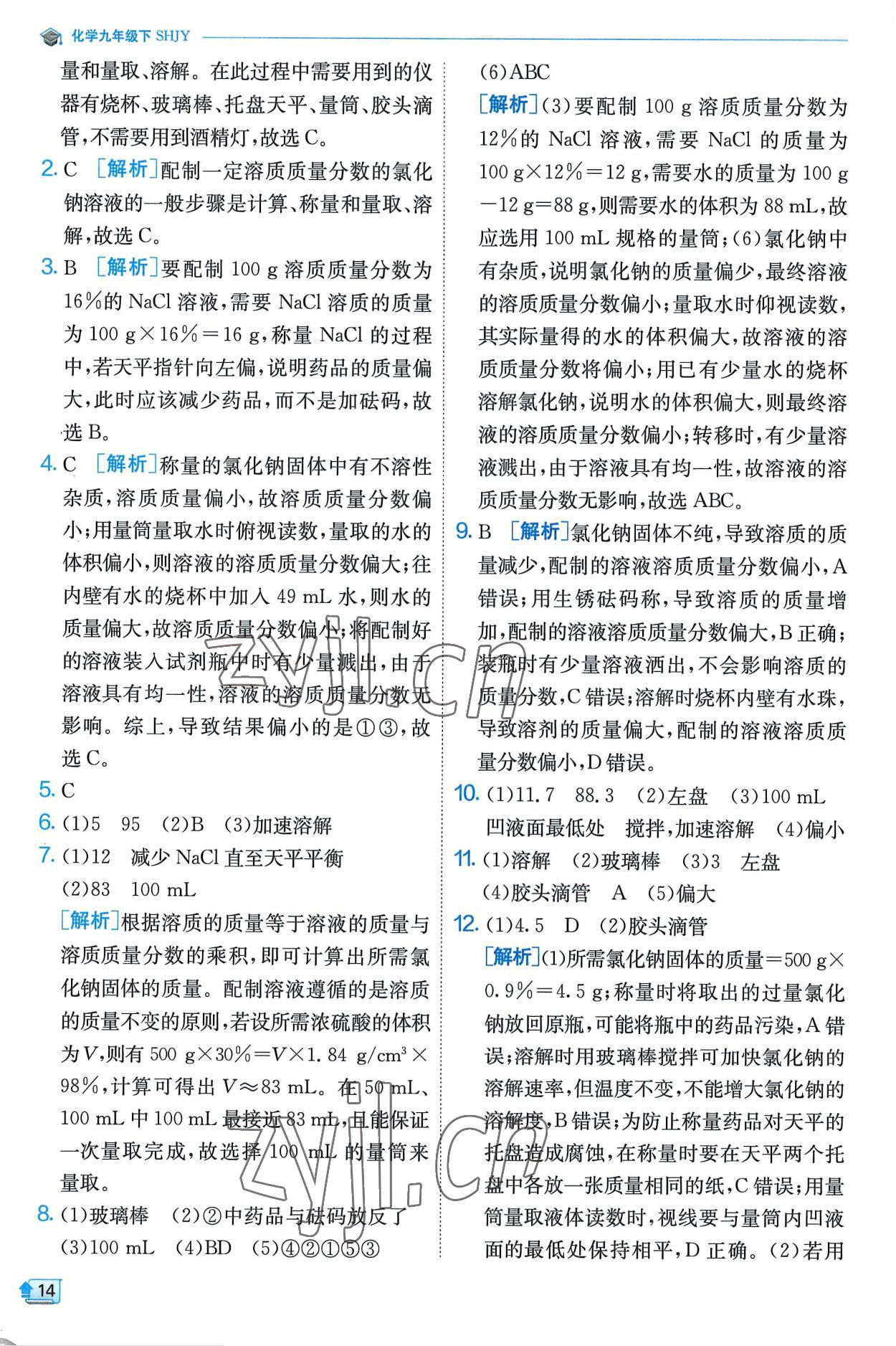 2023年实验班提优训练九年级化学下册沪教版 第14页