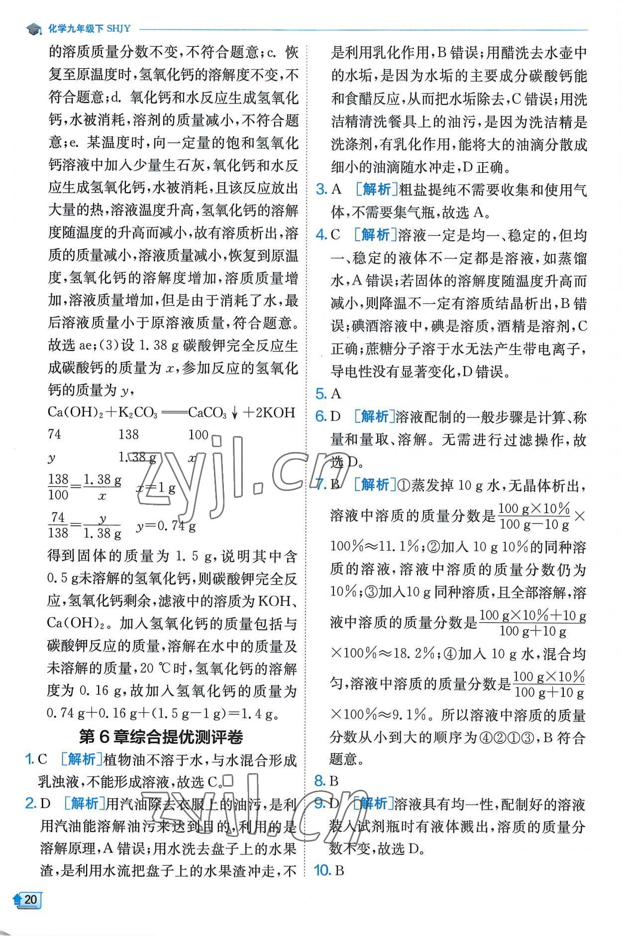 2023年实验班提优训练九年级化学下册沪教版 第20页