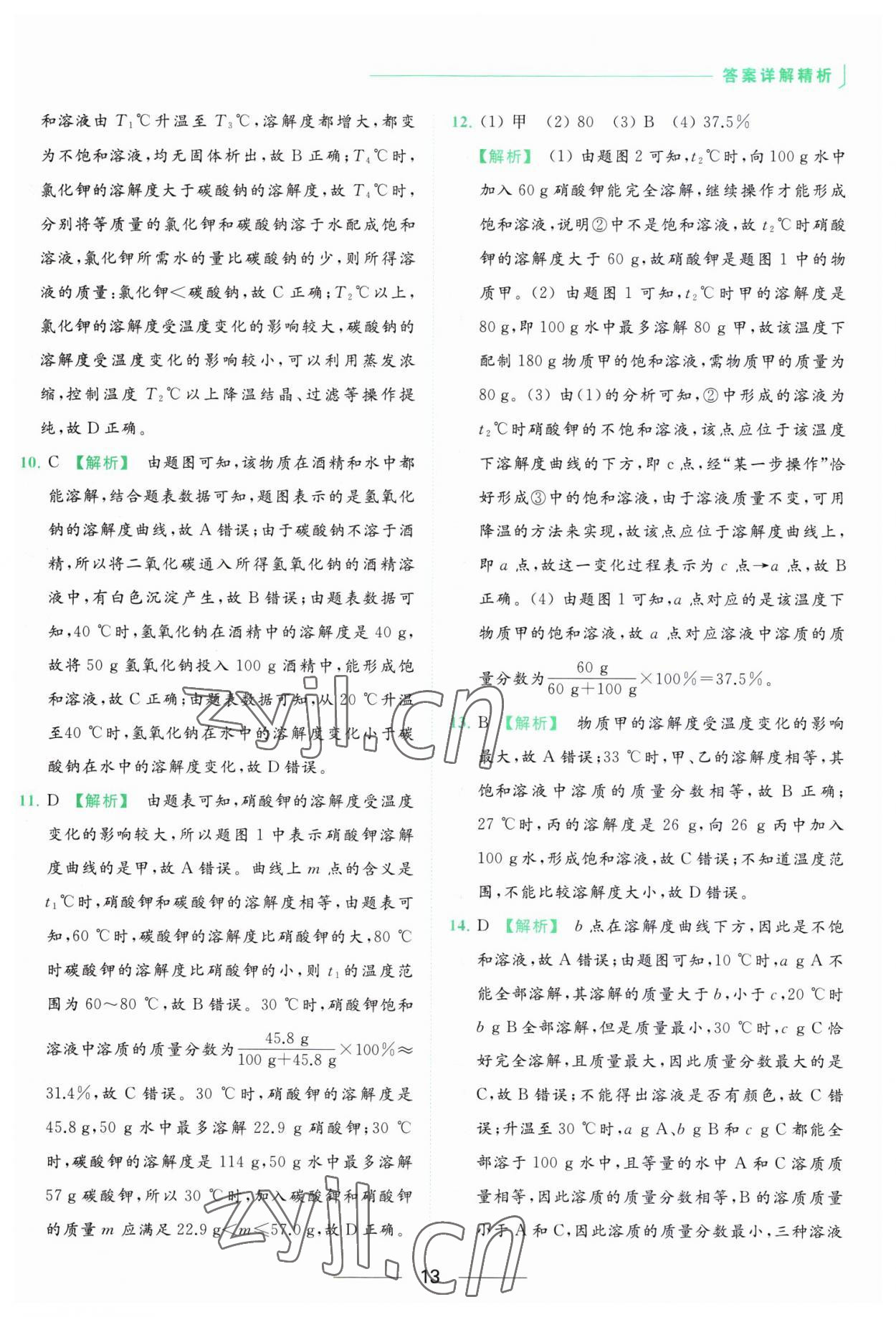 2023年亮點給力提優(yōu)課時作業(yè)本九年級化學(xué)下冊滬教版 參考答案第13頁