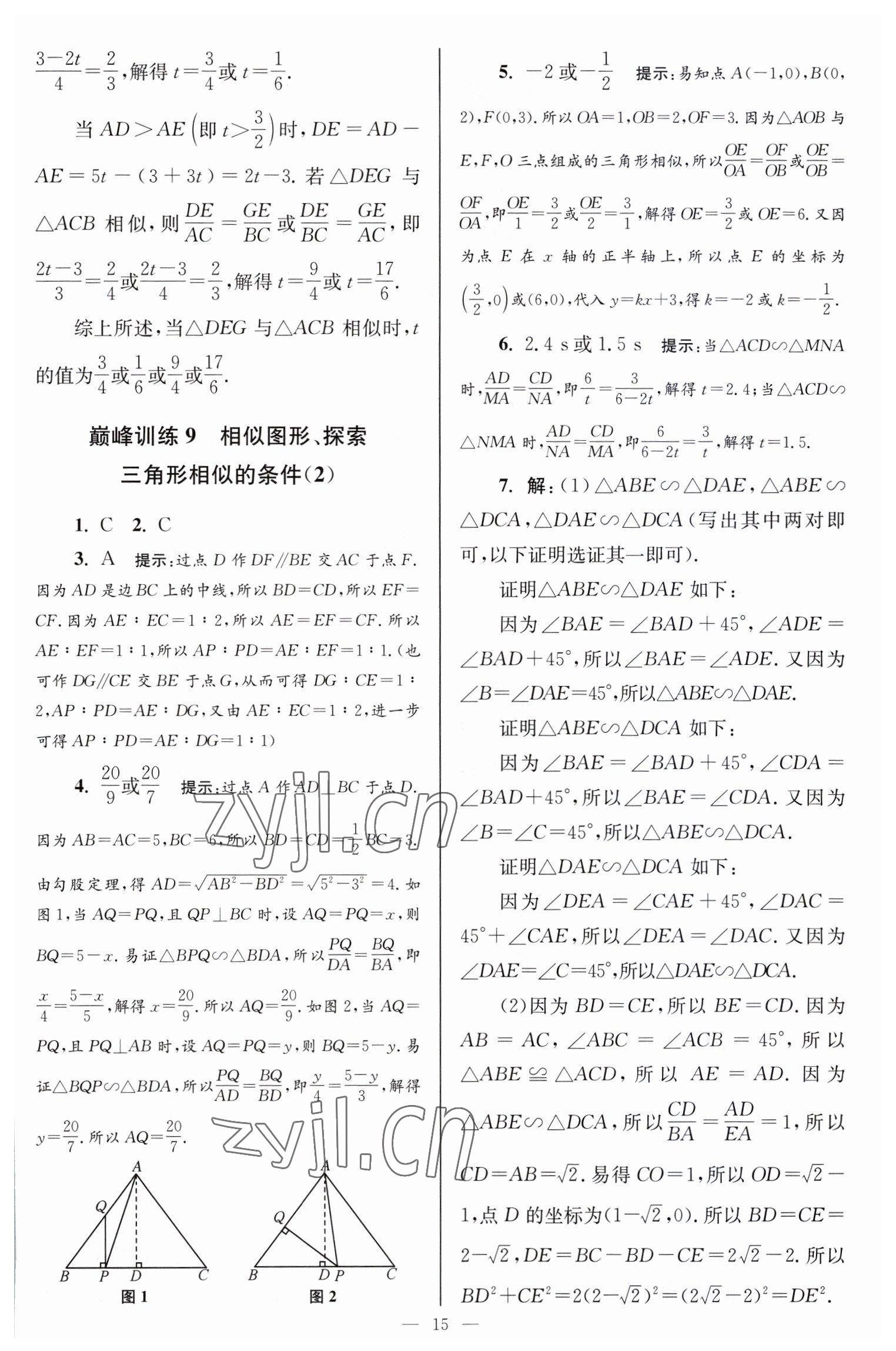 2023年小題狂做九年級數(shù)學下冊蘇科版巔峰版 參考答案第15頁