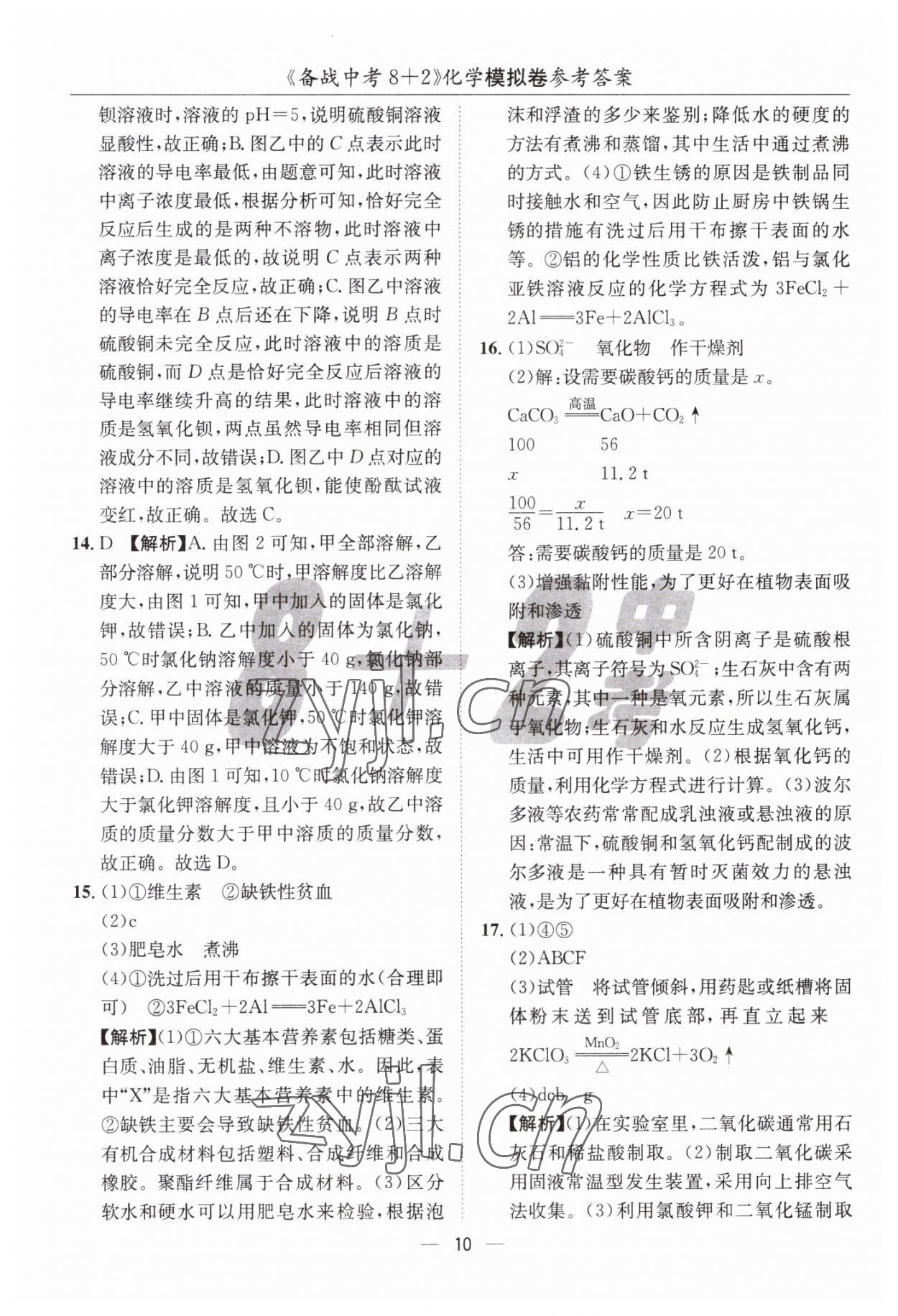 2023年中考密卷8加2化學(xué) 第10頁