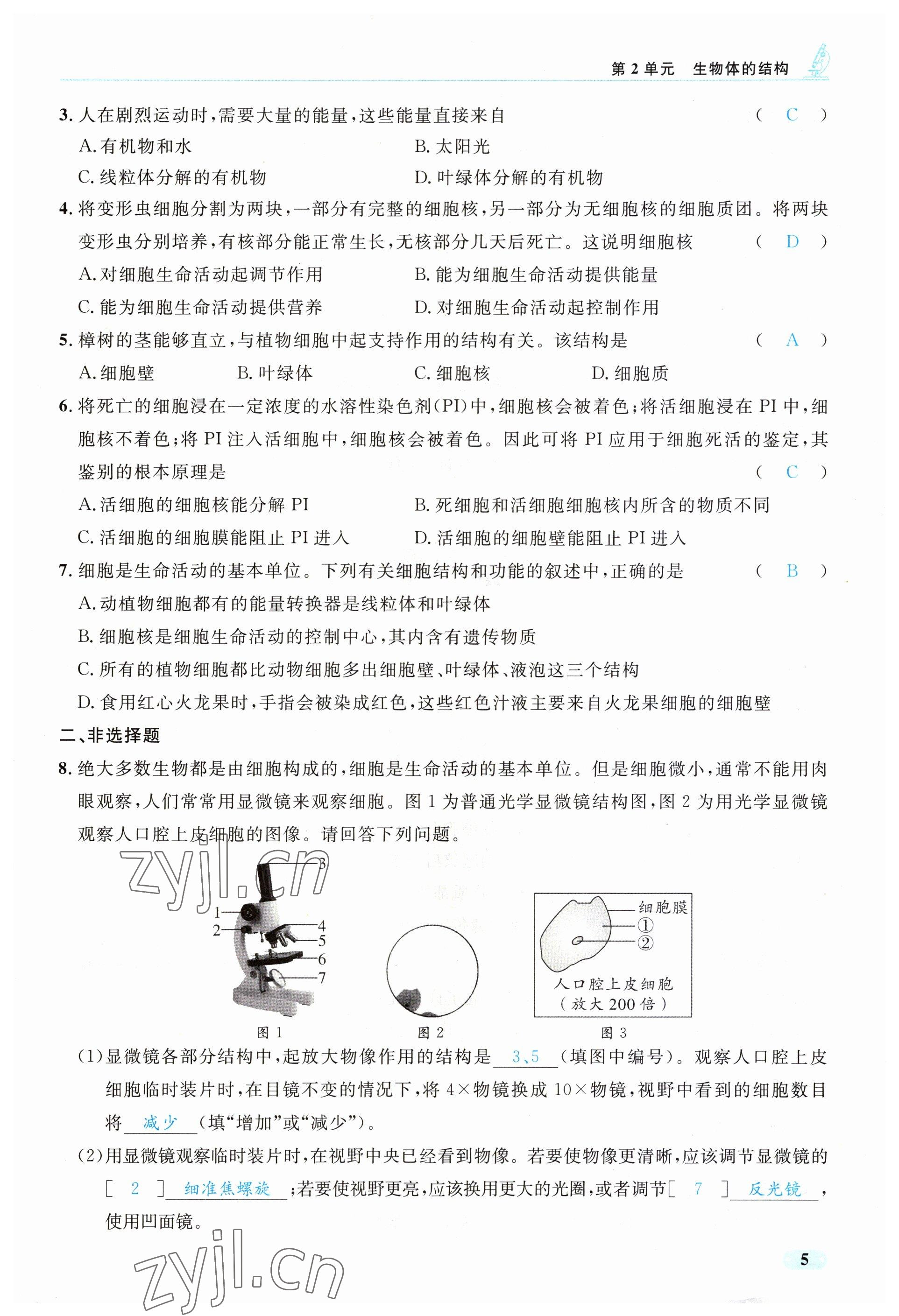 2023年時習之決勝會考生物北師大版 參考答案第6頁