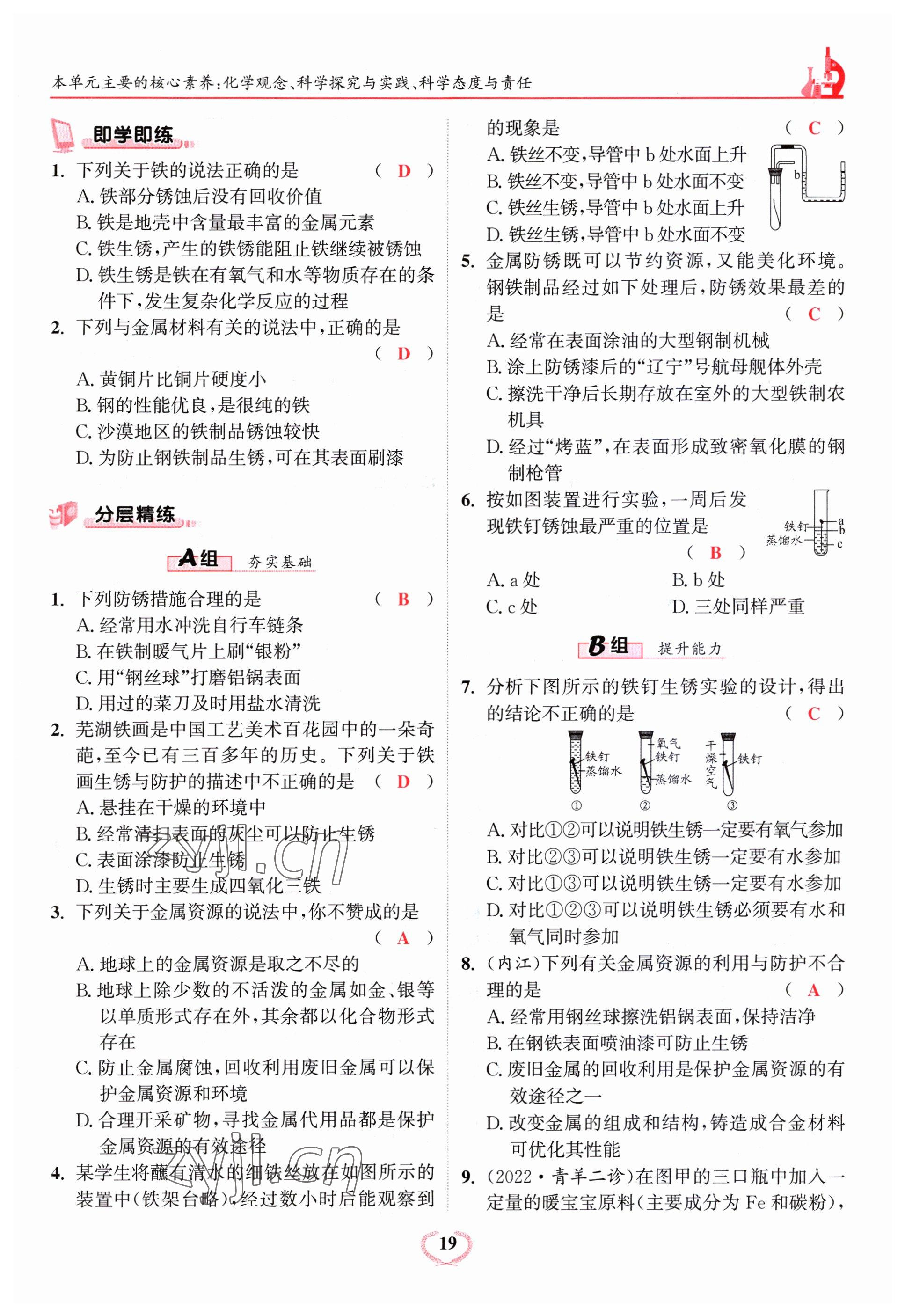 2023年驕子1號九年級化學(xué)下冊人教版 參考答案第19頁