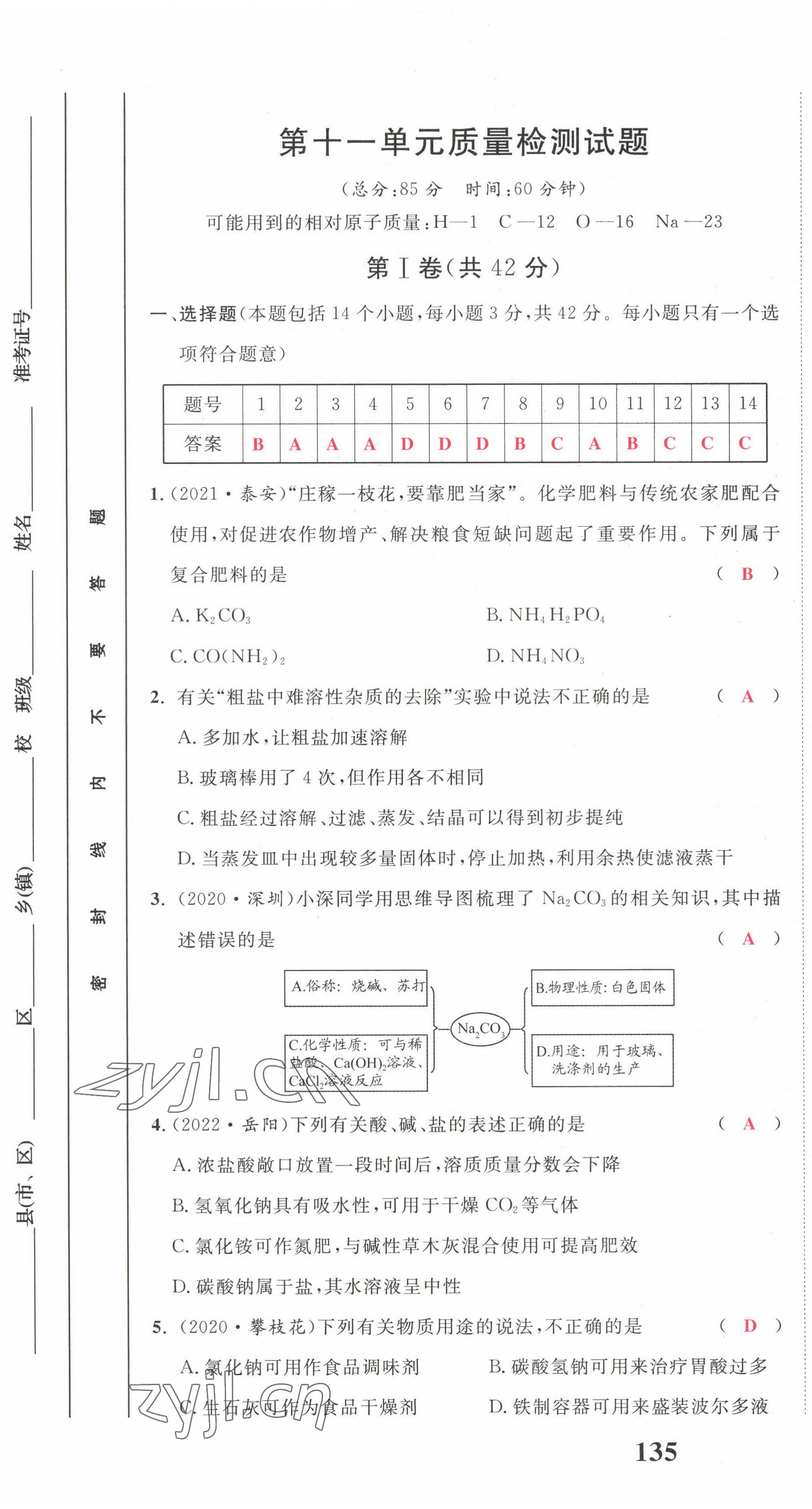 2023年驕子1號九年級化學下冊人教版 第19頁