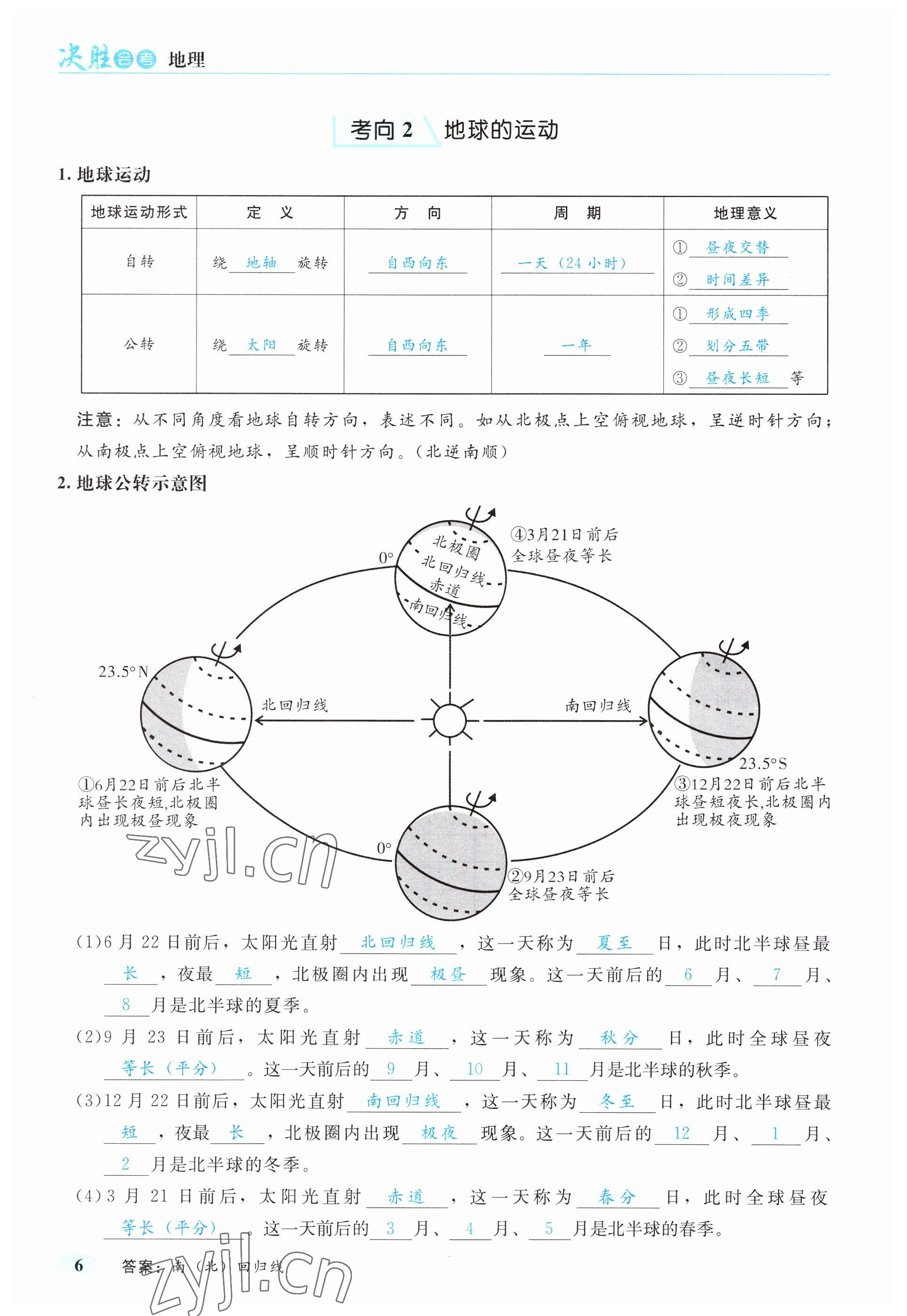 2023年时习之决胜会考地理&nbsp;参考答案第8页