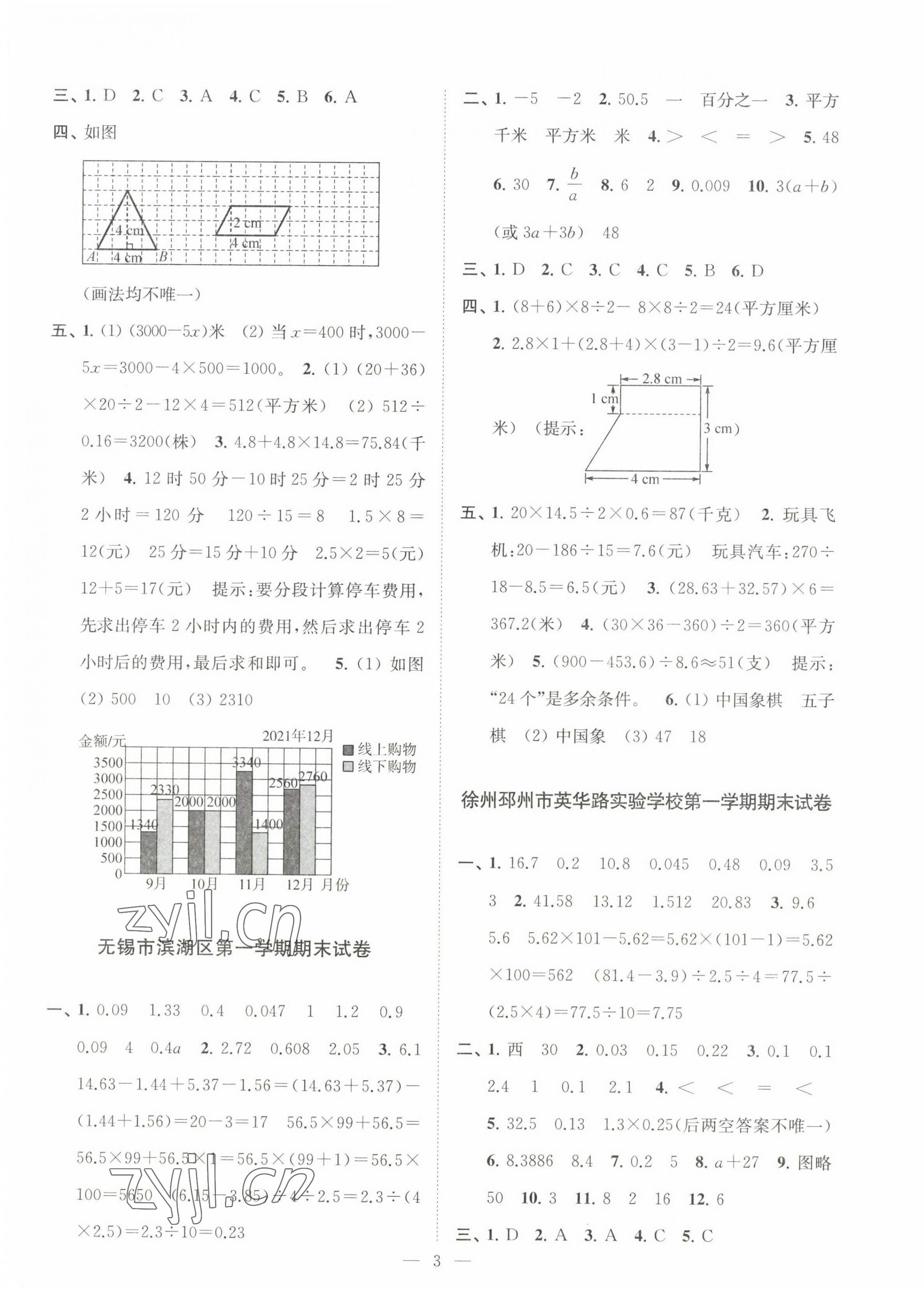 2022年超能學(xué)典各地期末試卷精選五年級(jí)數(shù)學(xué)上冊(cè)蘇教版 第3頁(yè)