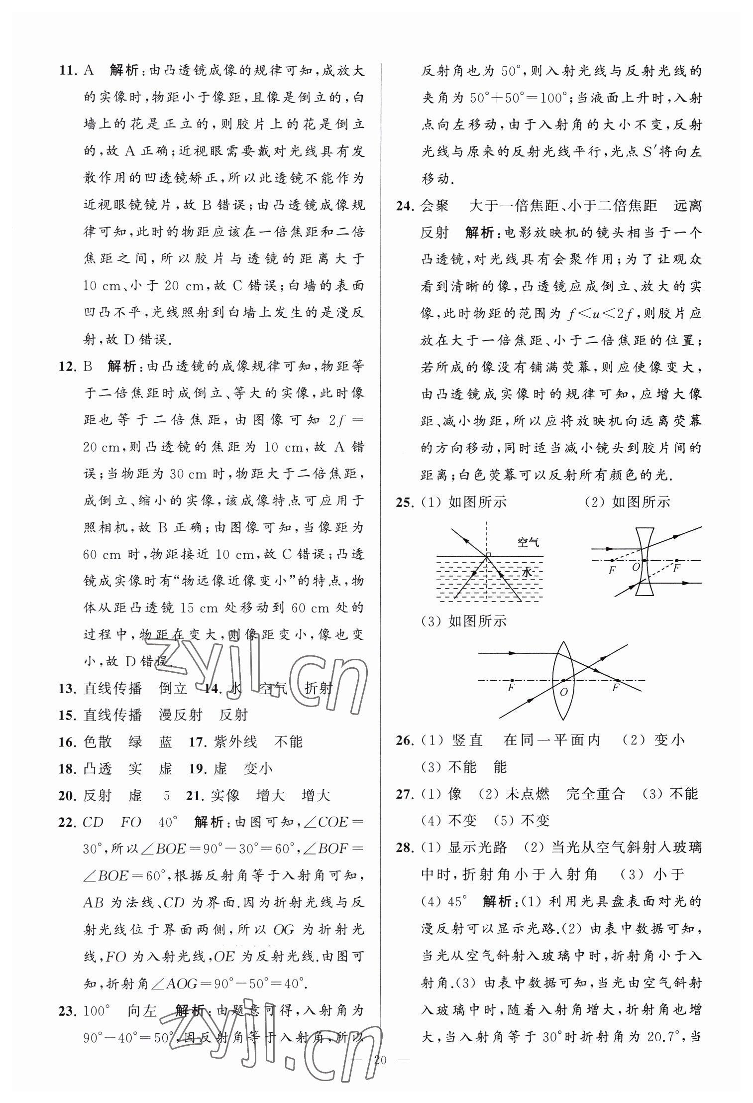 2023年亮點(diǎn)給力大試卷九年級(jí)物理下冊蘇科版 參考答案第20頁