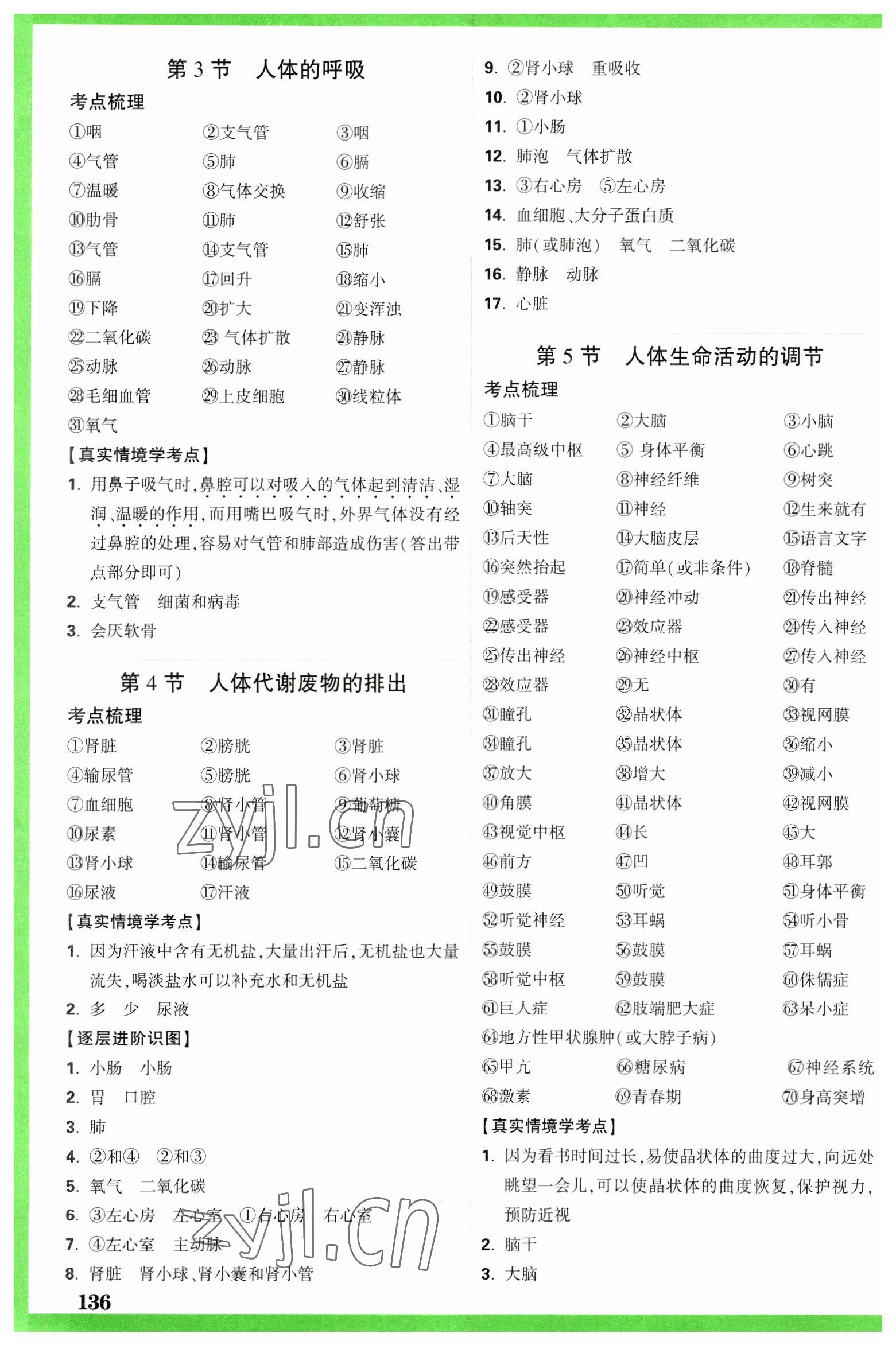 2023年萬(wàn)唯中考試題研究生物江西專版 參考答案第6頁(yè)