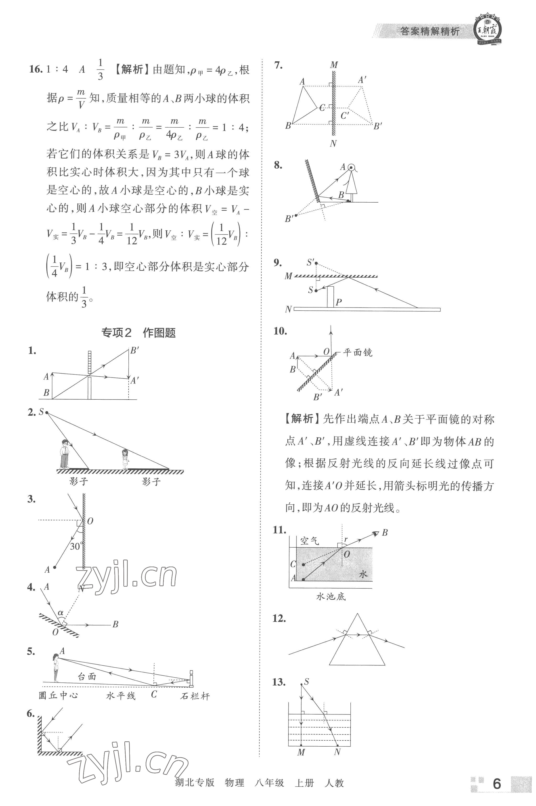 2022年王朝霞各地期末试卷精选八年级物理上册人教版 参考答案第6页