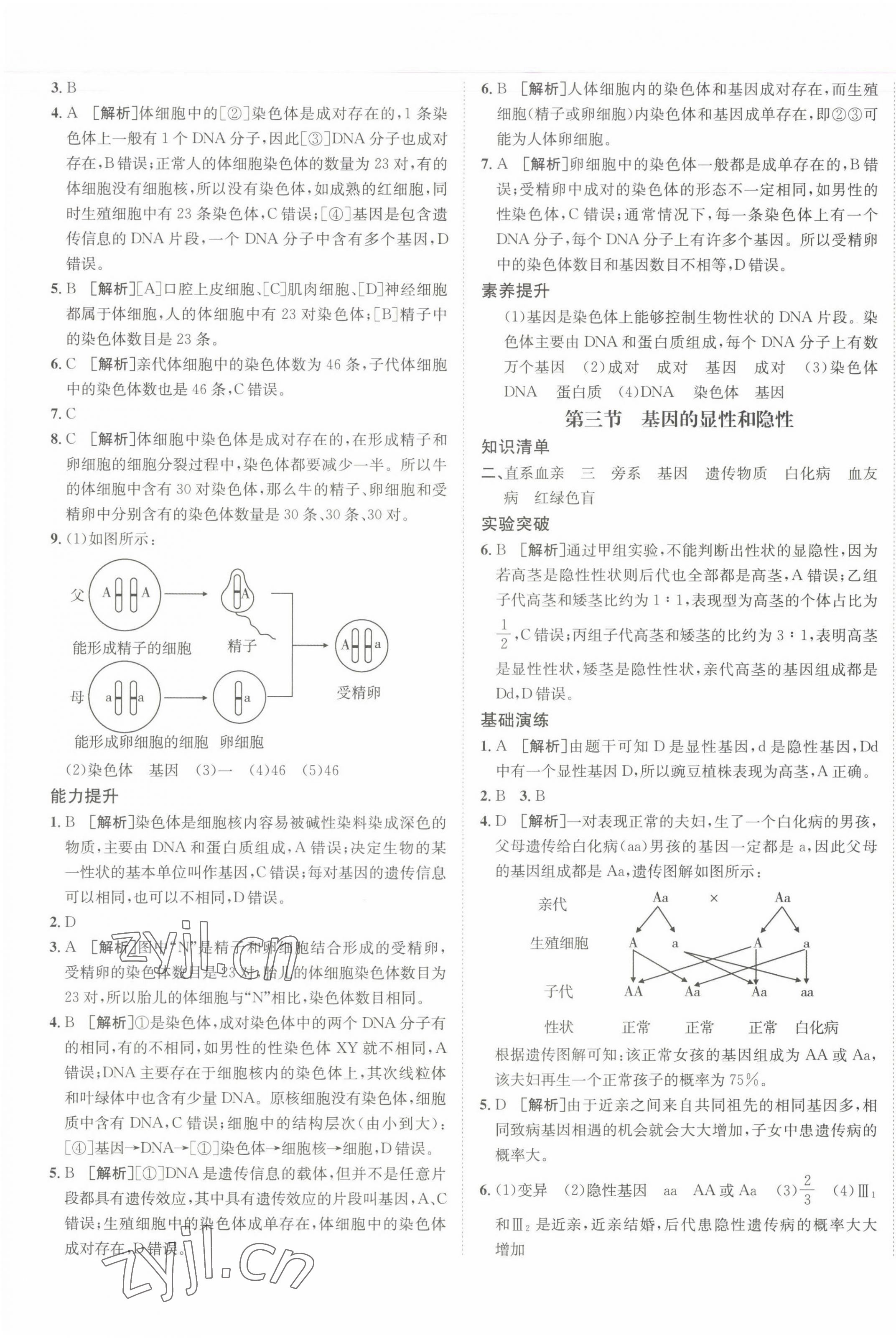 2023年同行學(xué)案學(xué)練測八年級(jí)生物下冊(cè)人教版 參考答案第5頁