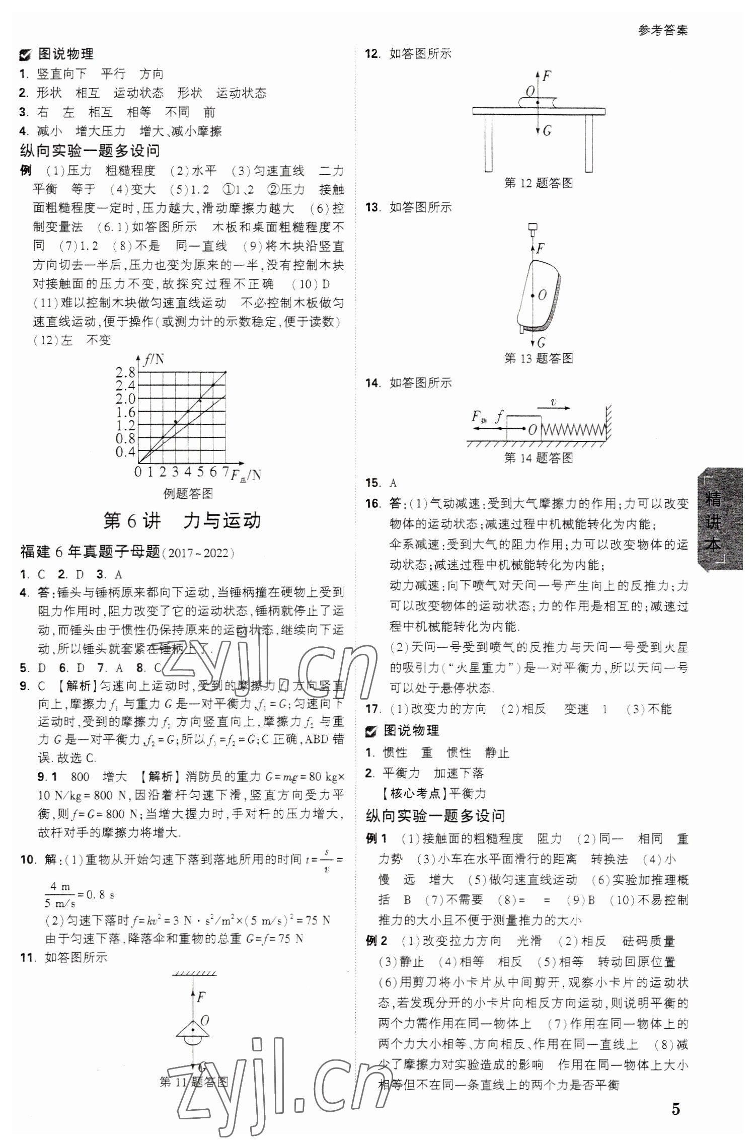 2023年萬(wàn)唯教育中考試題研究物理福建專版 參考答案第4頁(yè)