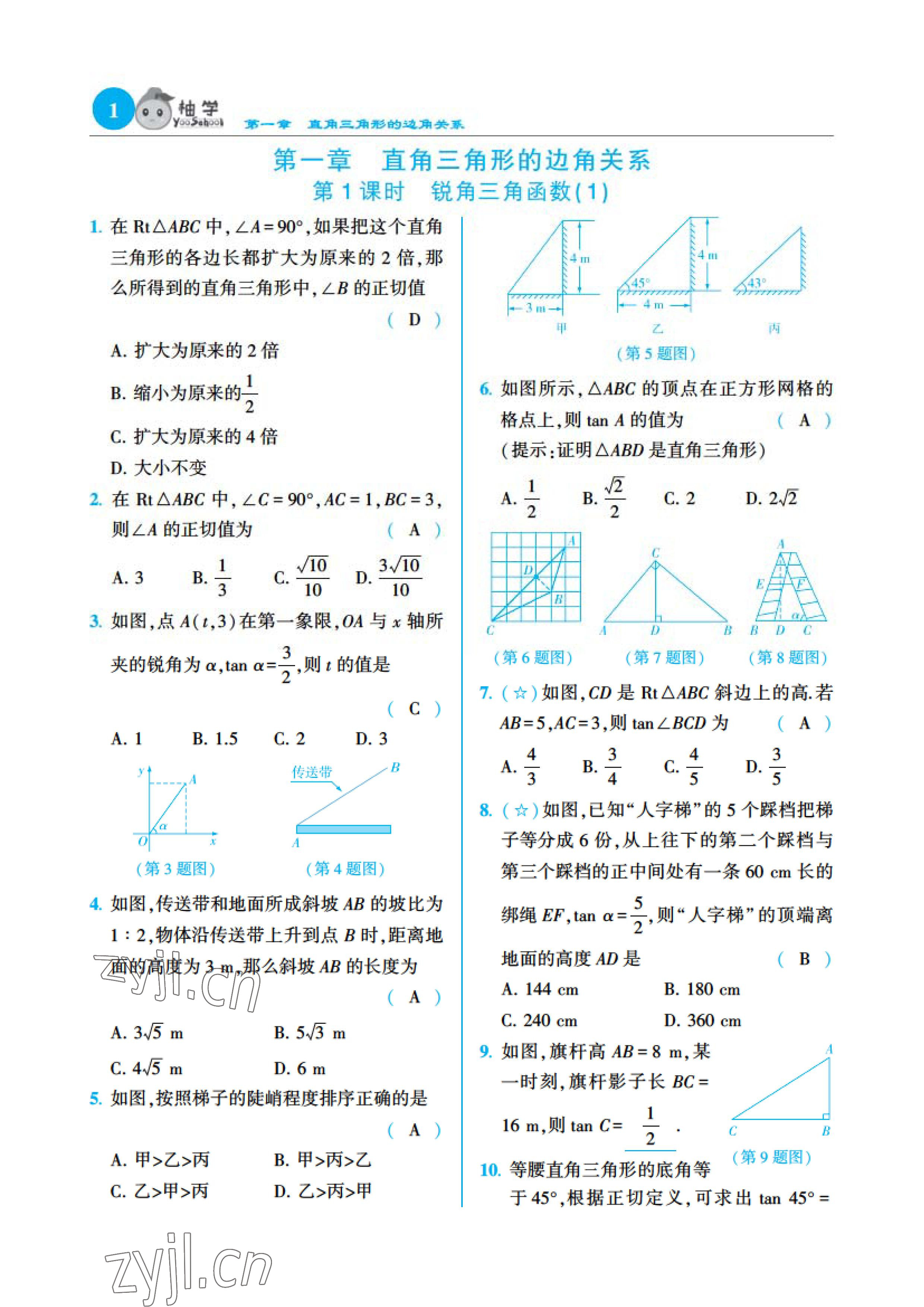 2023年課時(shí)分層作業(yè)本九年級(jí)數(shù)學(xué)下冊(cè)北師大版 參考答案第11頁(yè)