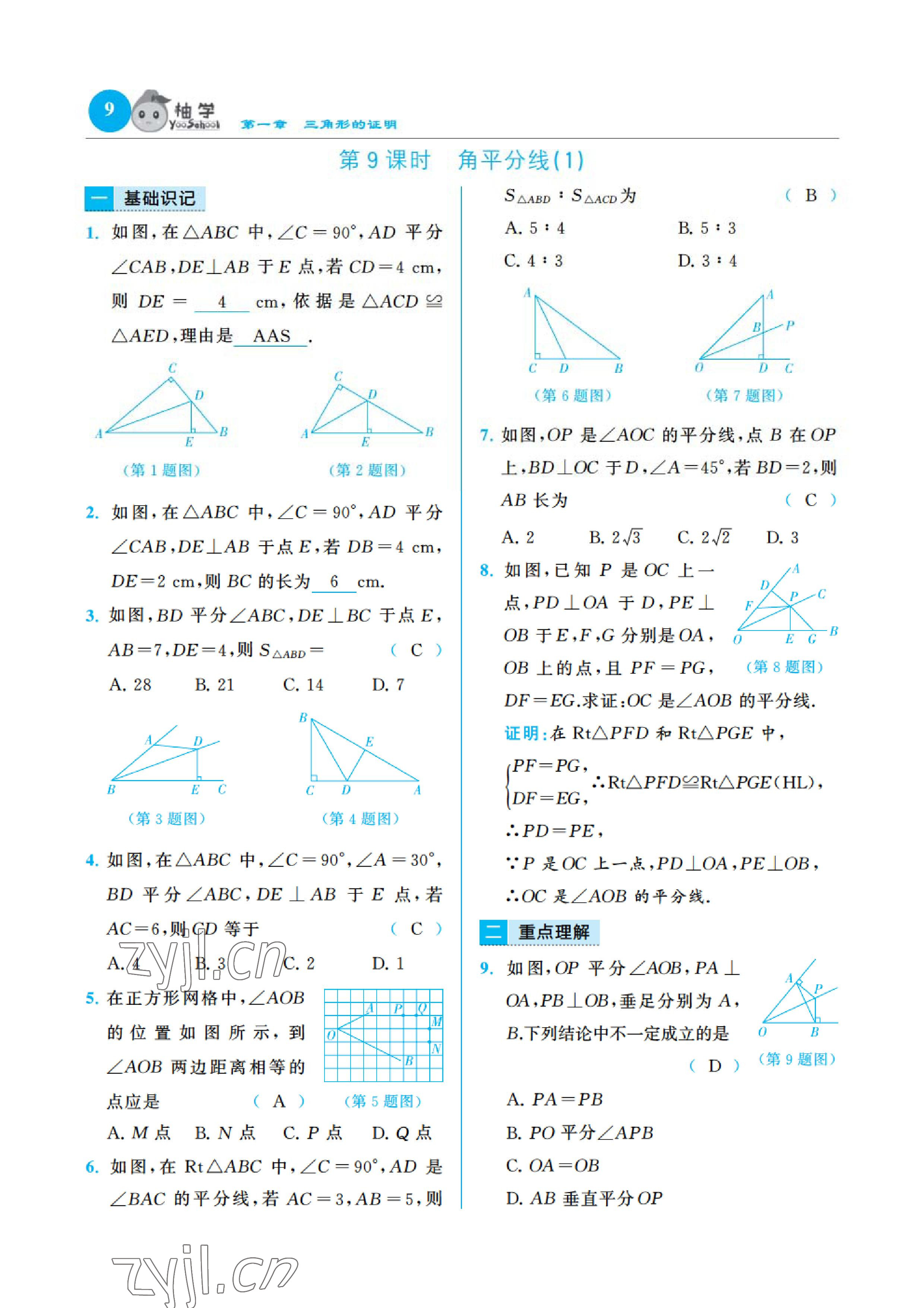 2023年慧學智評八年級數(shù)學下冊北師大版 參考答案第16頁