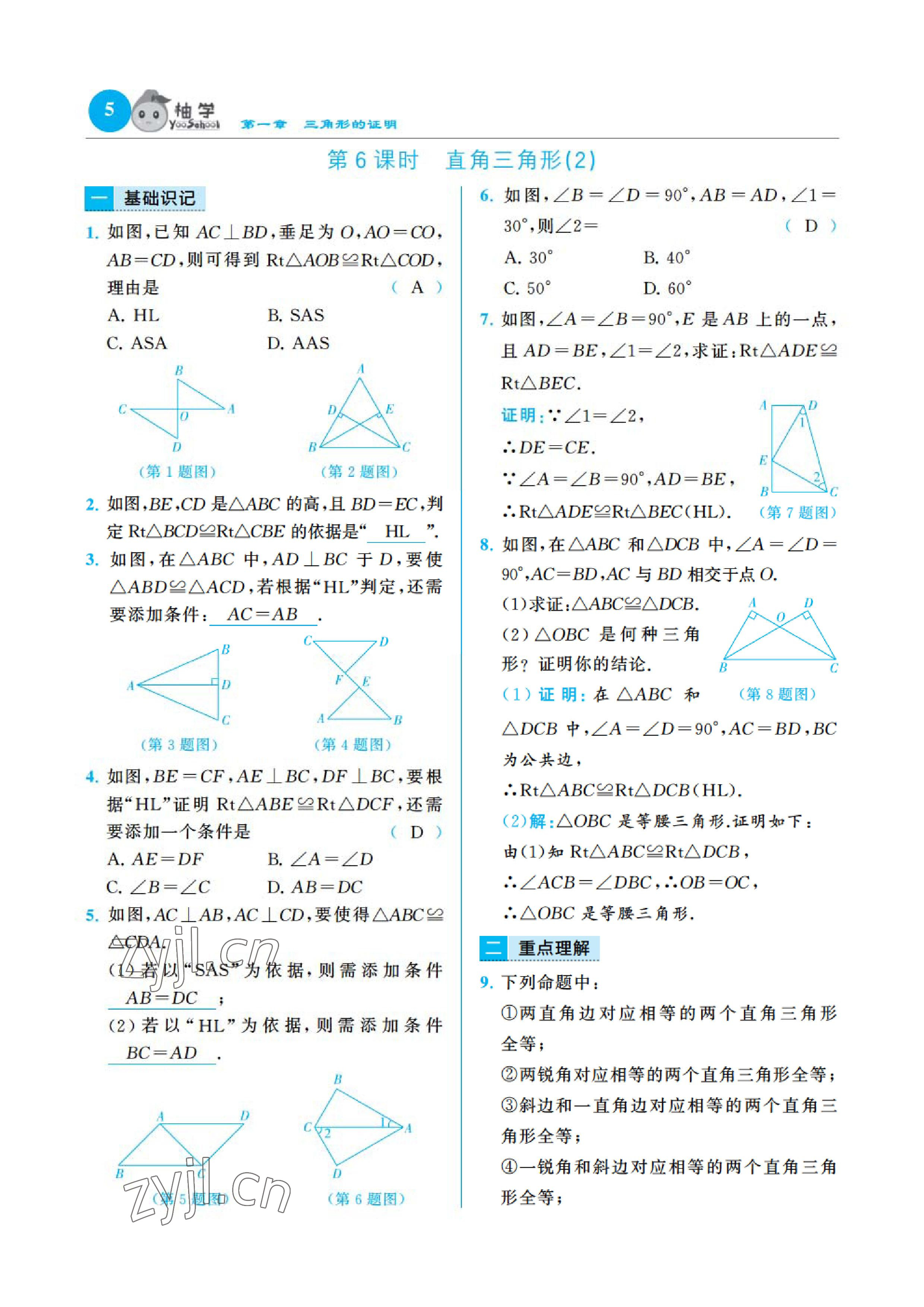 2023年慧學智評八年級數(shù)學下冊北師大版 參考答案第11頁