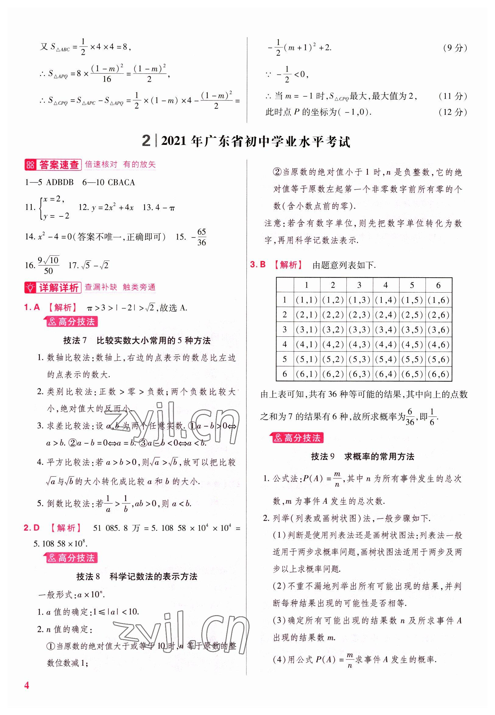 2023年金考卷45套匯編數(shù)學廣東專版 參考答案第4頁