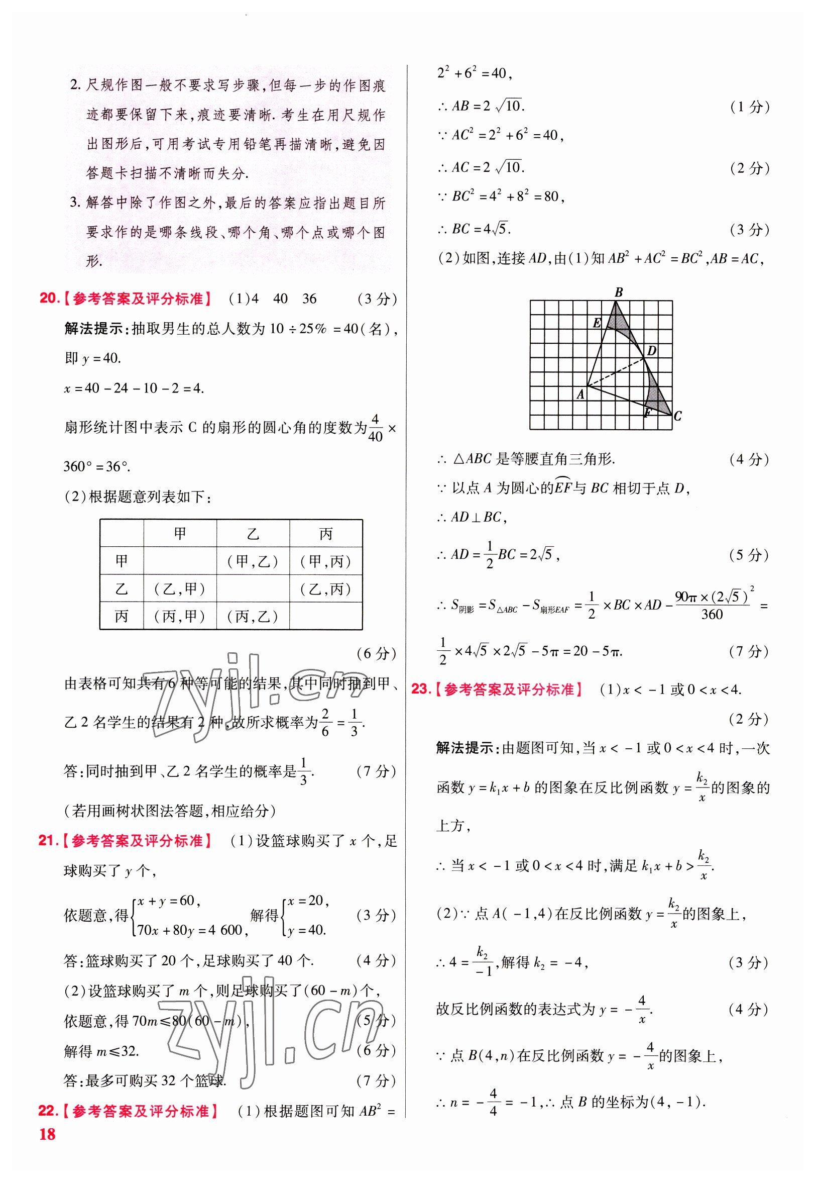 2023年金考卷45套匯編數(shù)學(xué)廣東專版 參考答案第18頁(yè)