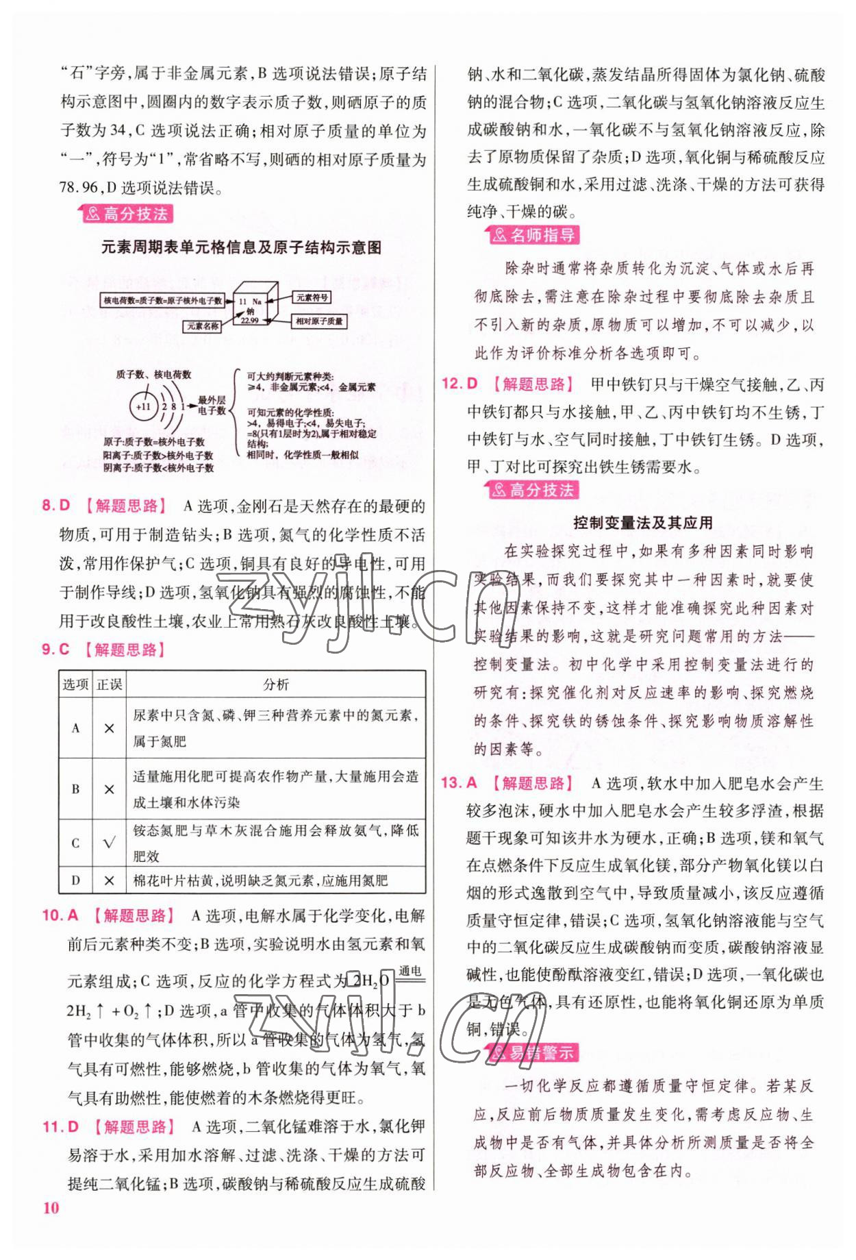 2023年金考卷45套匯編化學(xué)廣東專版 參考答案第10頁