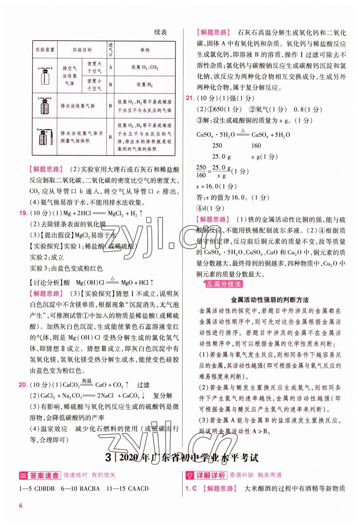 2023年金考卷45套匯編化學(xué)廣東專版 參考答案第6頁