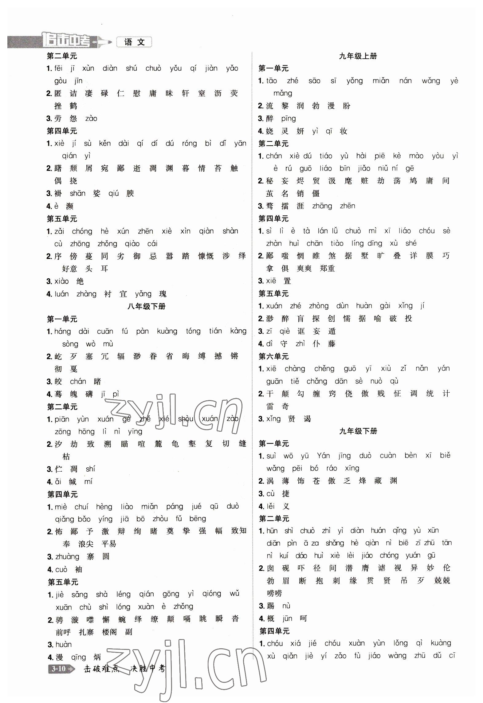 2023年追擊中考語文江西專版 參考答案第2頁